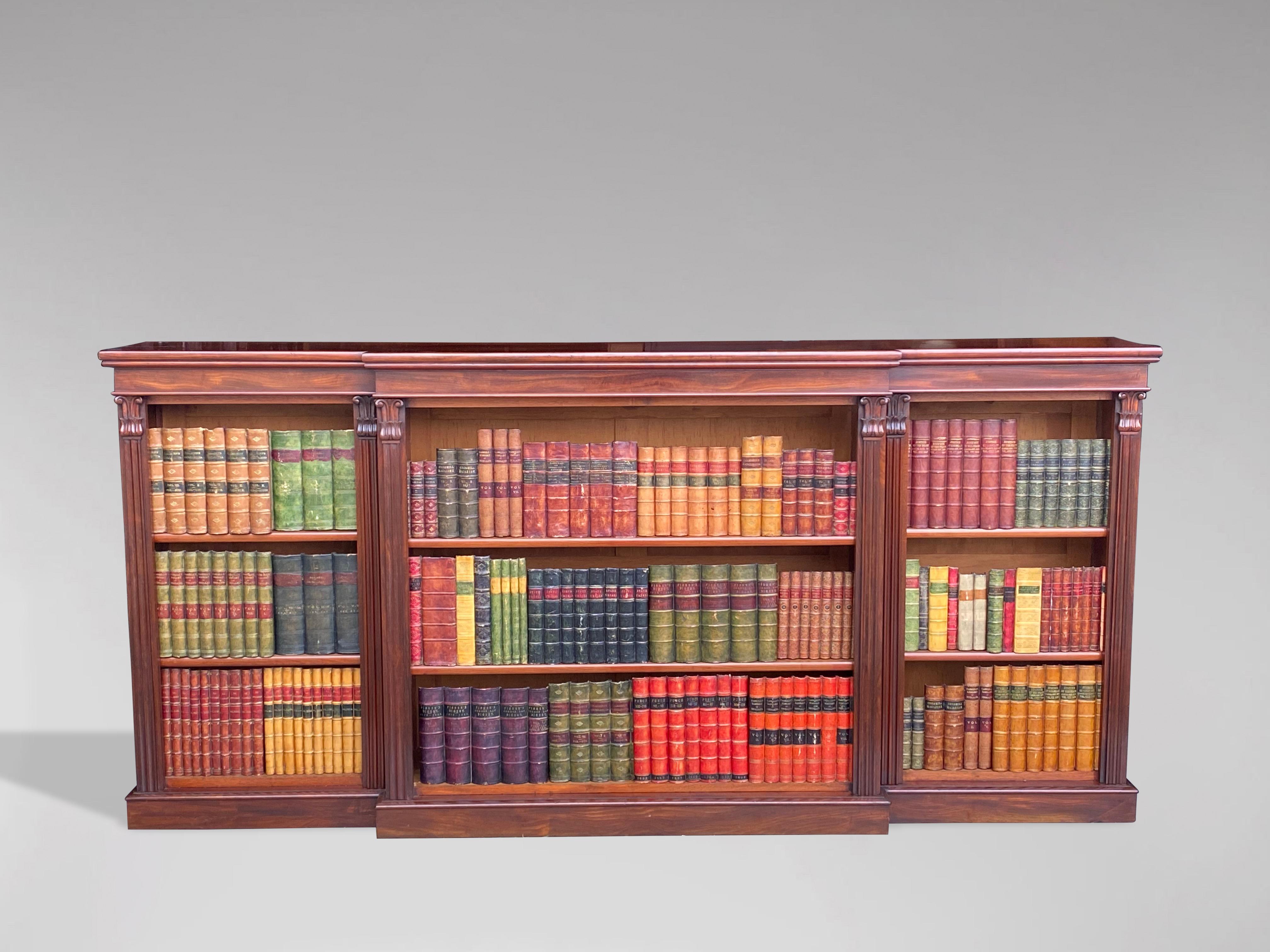 Large 19th Century Mahogany Open Breakfront Library Bookcase 3