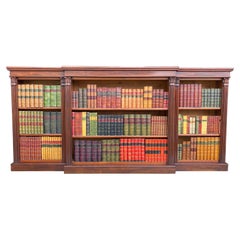 Large 19th Century Mahogany Open Breakfront Library Bookcase