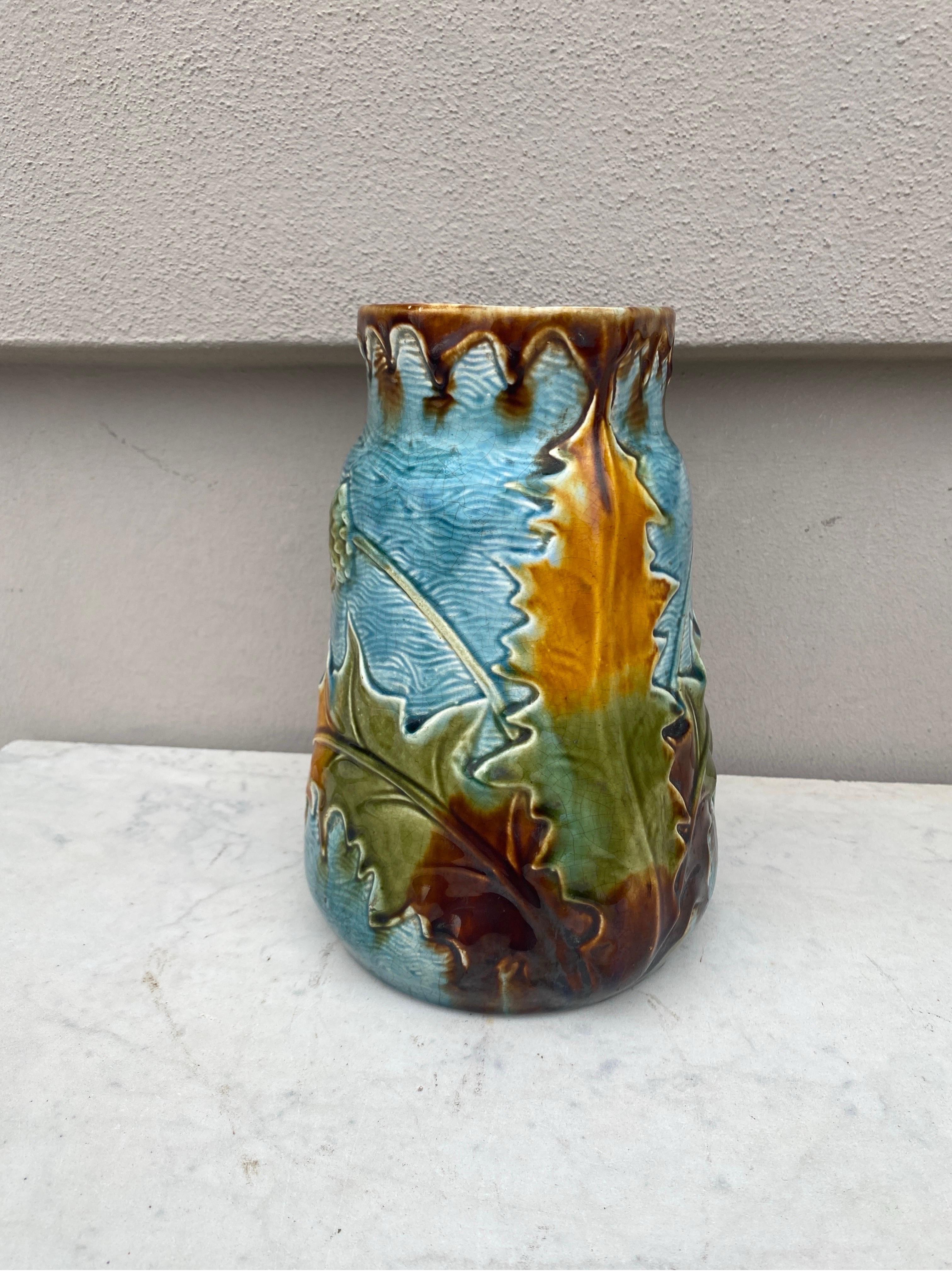 Late 19th Century Large 19th Century Majolica Artichoke Pitcher Wasmuel For Sale