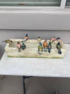 Large 19th Century Majolica Birds Jardinière Delphin Massier