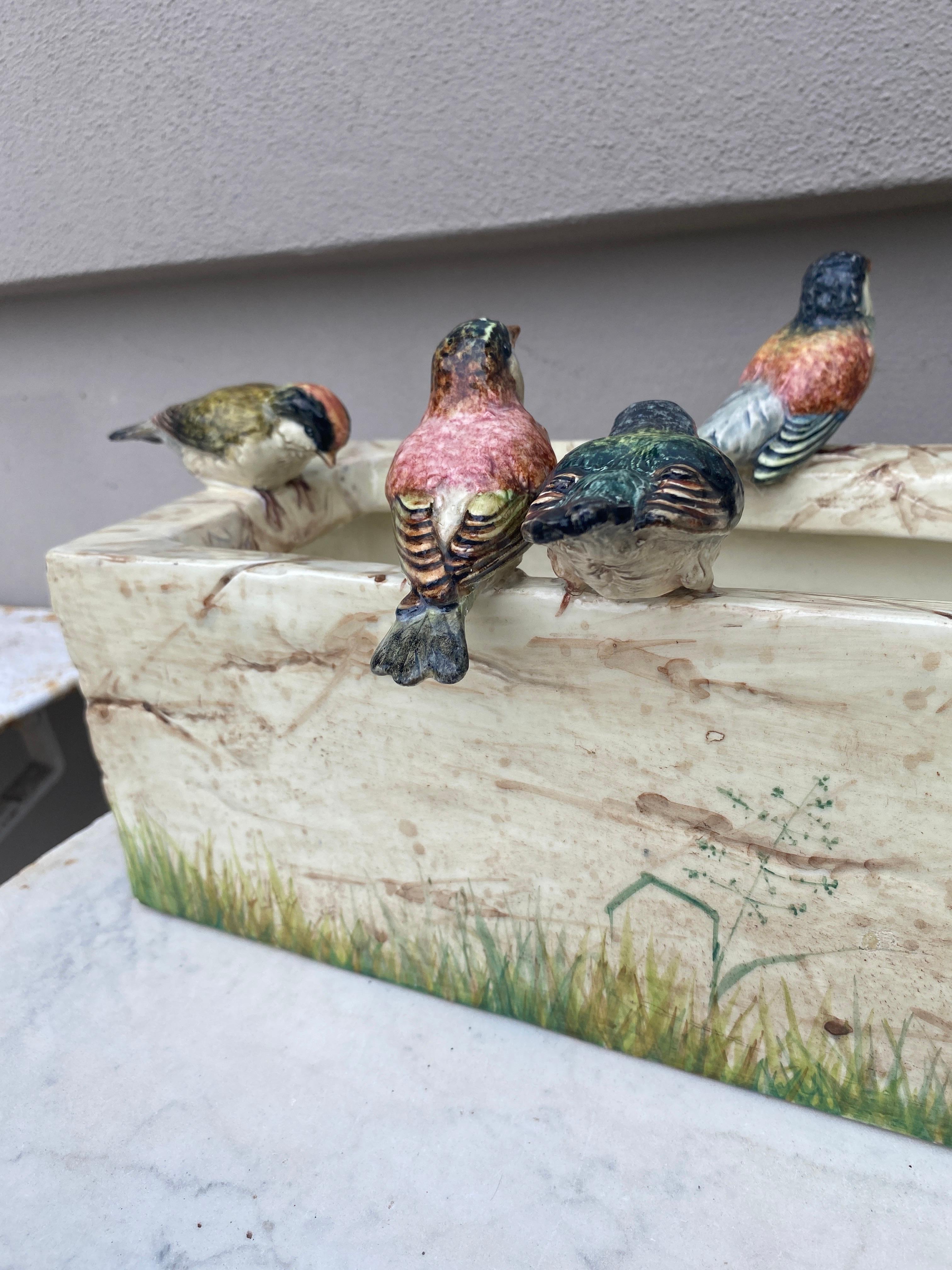 Aesthetic Movement Large 19th Century Majolica Birds Jardinière Delphin Massier