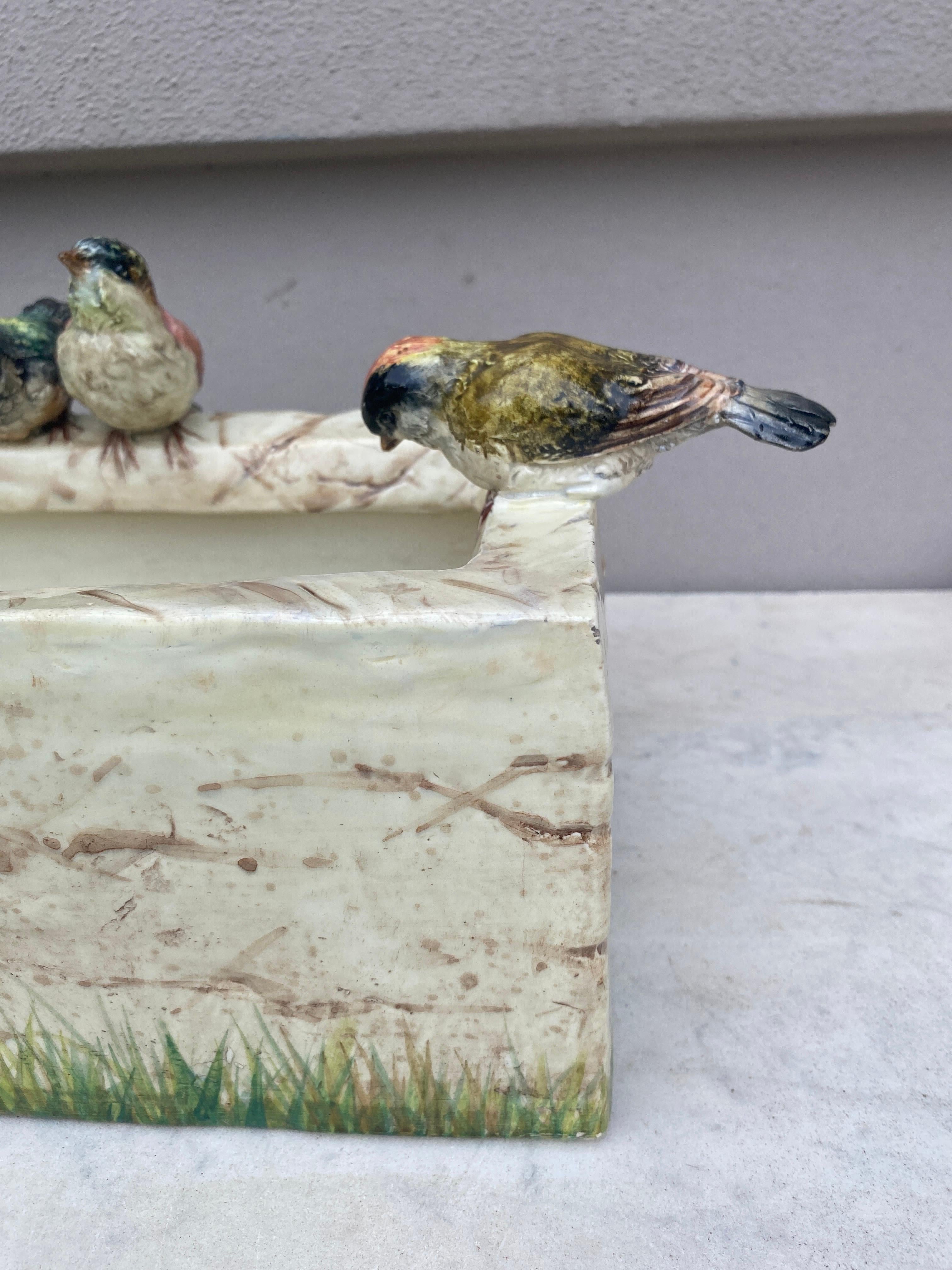 Late 19th Century Large 19th Century Majolica Birds Jardinière Delphin Massier