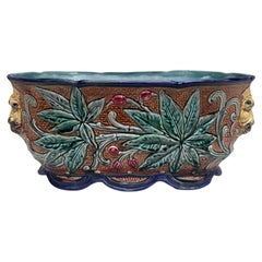 Large 19th Century Majolica Jardinière Leaves Wasmuel