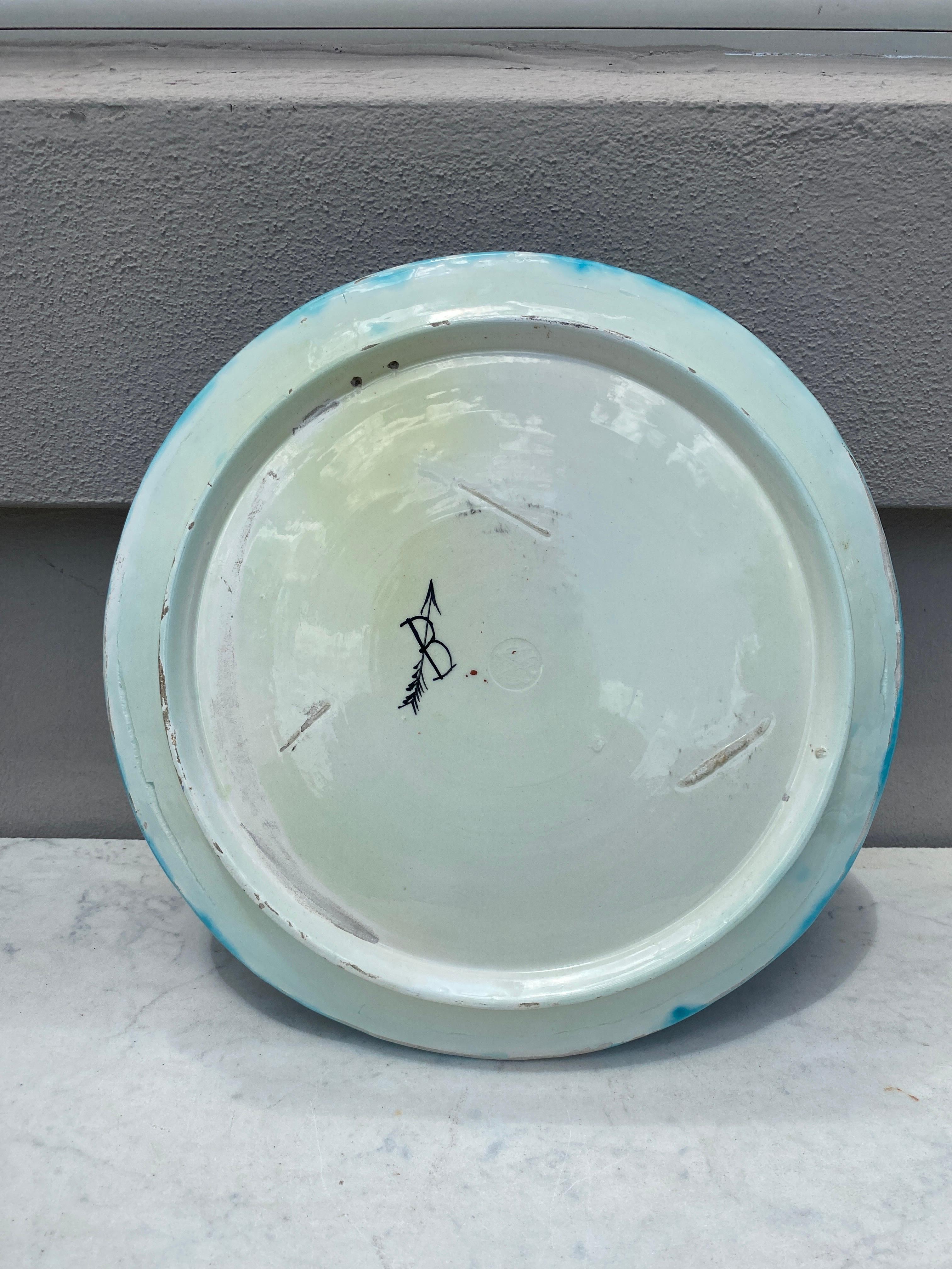 Late 19th Century Large 19th Century Majolica Lemons Wall Platter For Sale