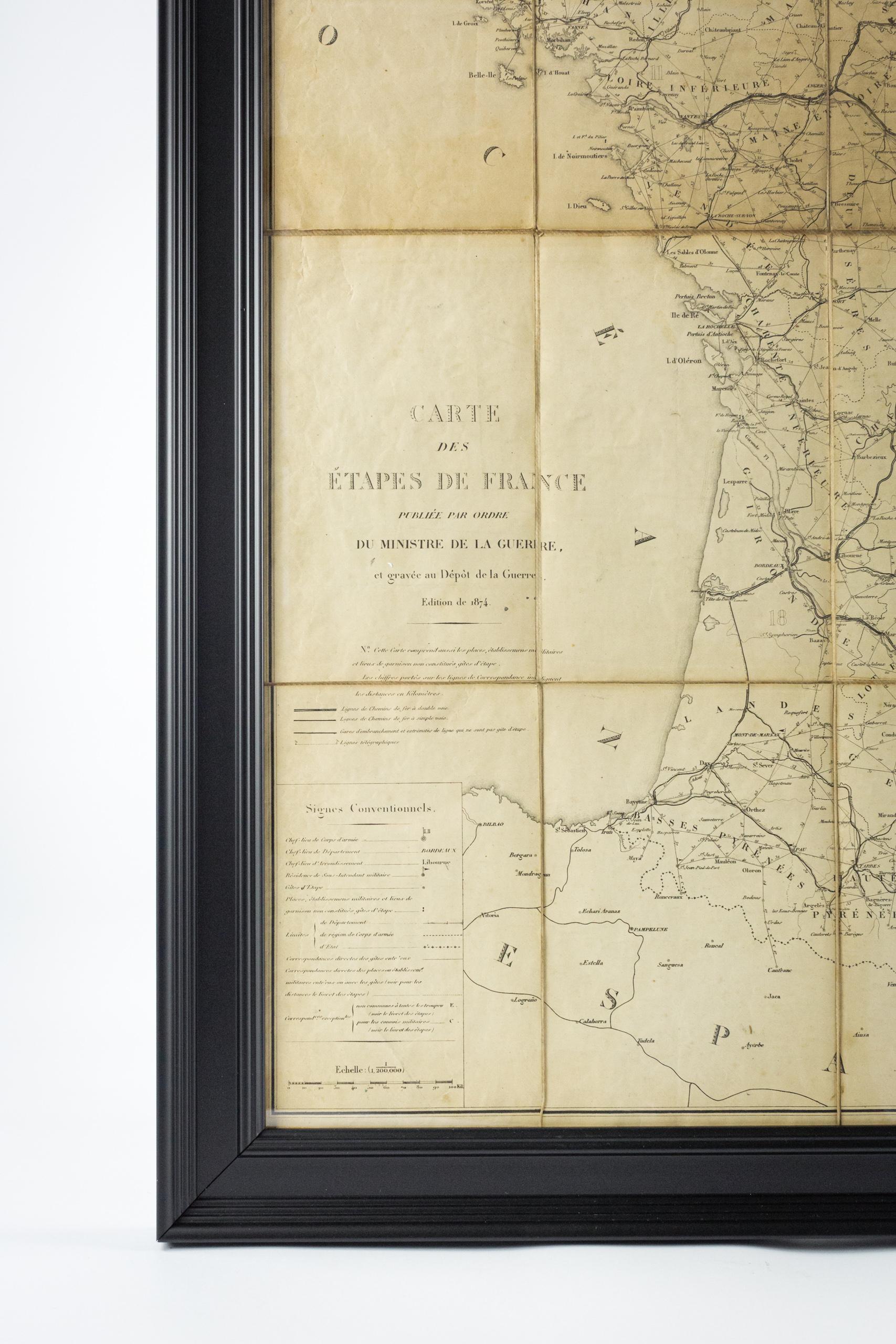 Français Grande carte de France du 19ème siècle en vente
