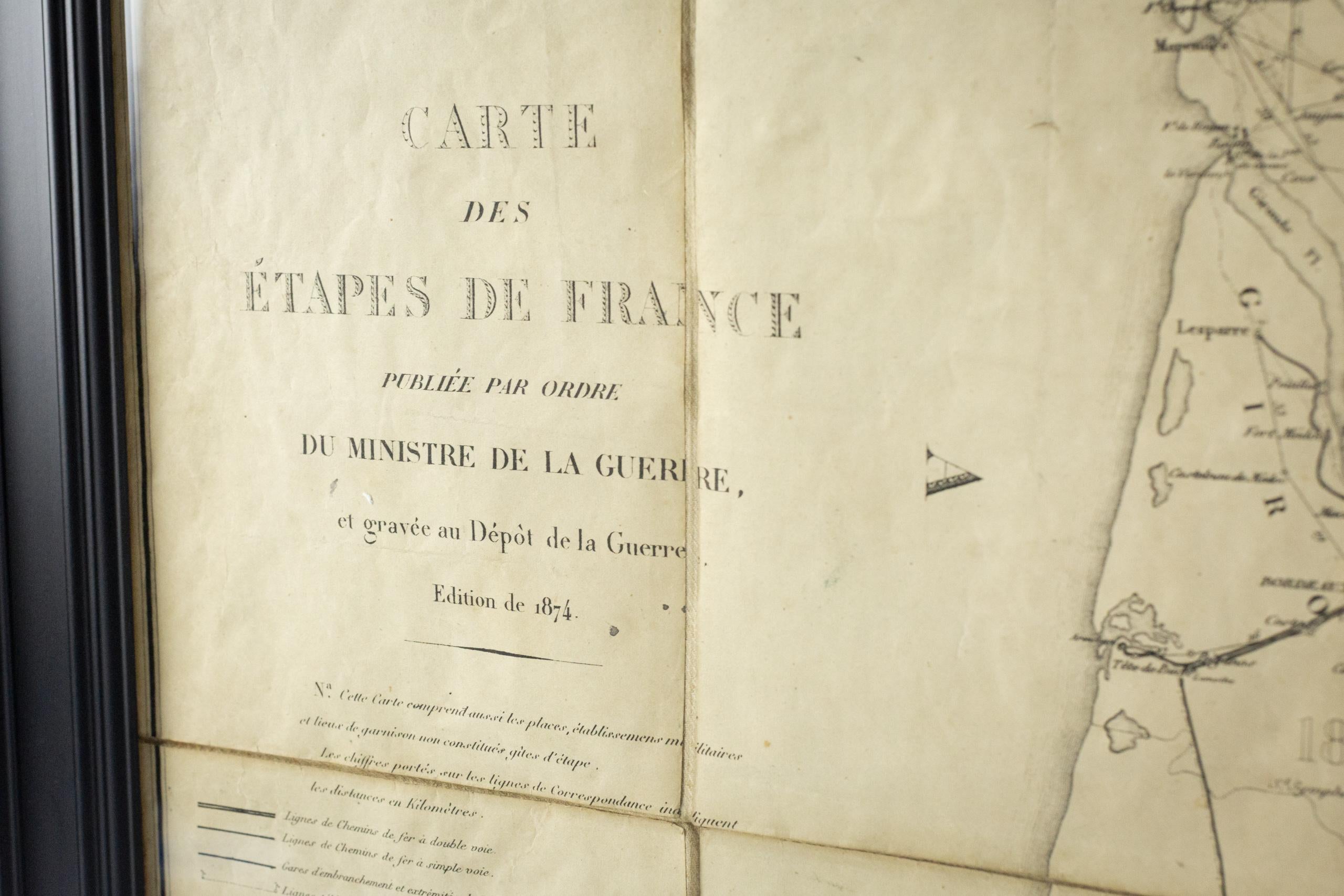 XIXe siècle Grande carte de France du 19ème siècle en vente