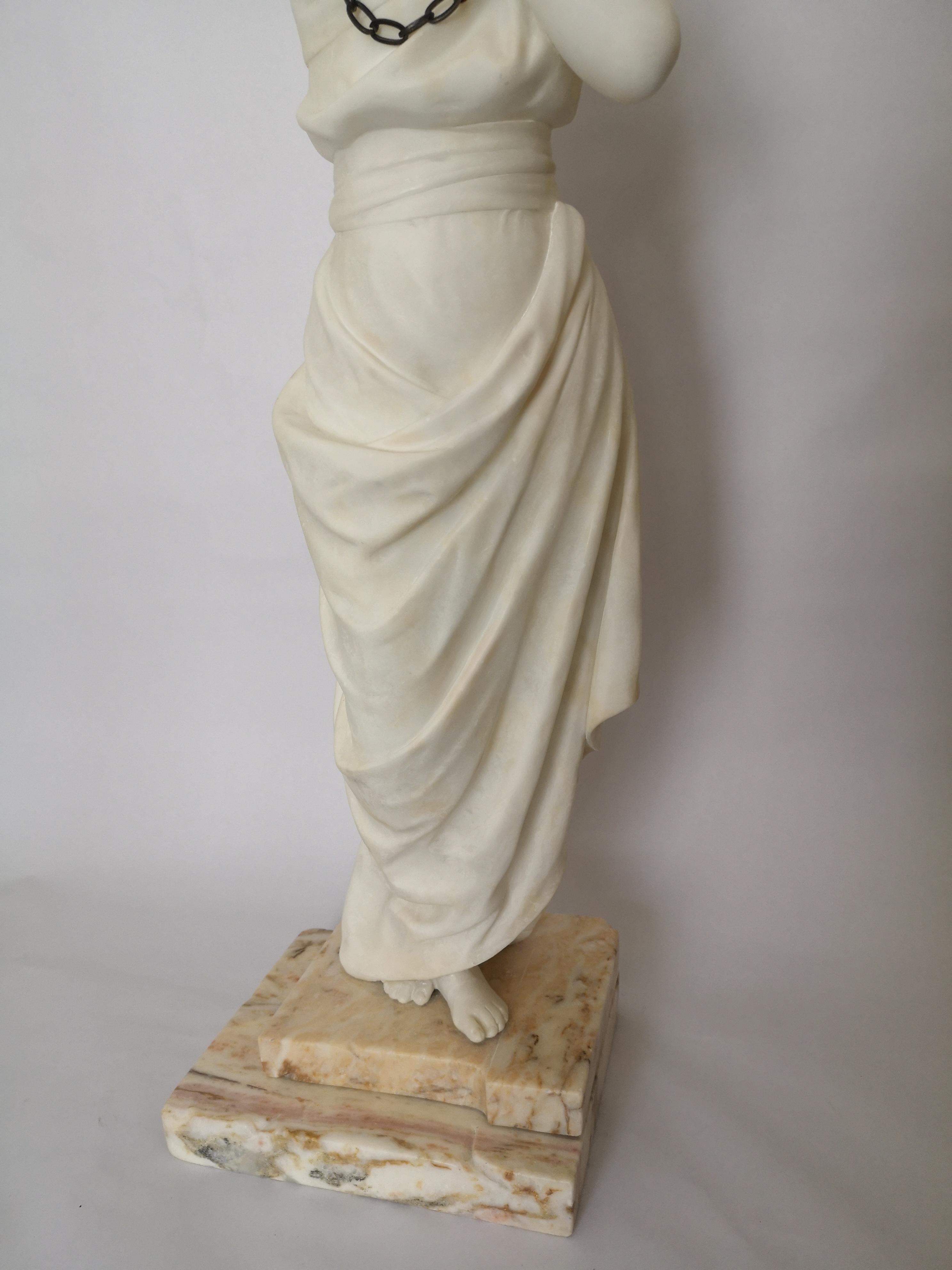 Large 19th Century Marble of a Slave Woman by Pugi For Sale 1