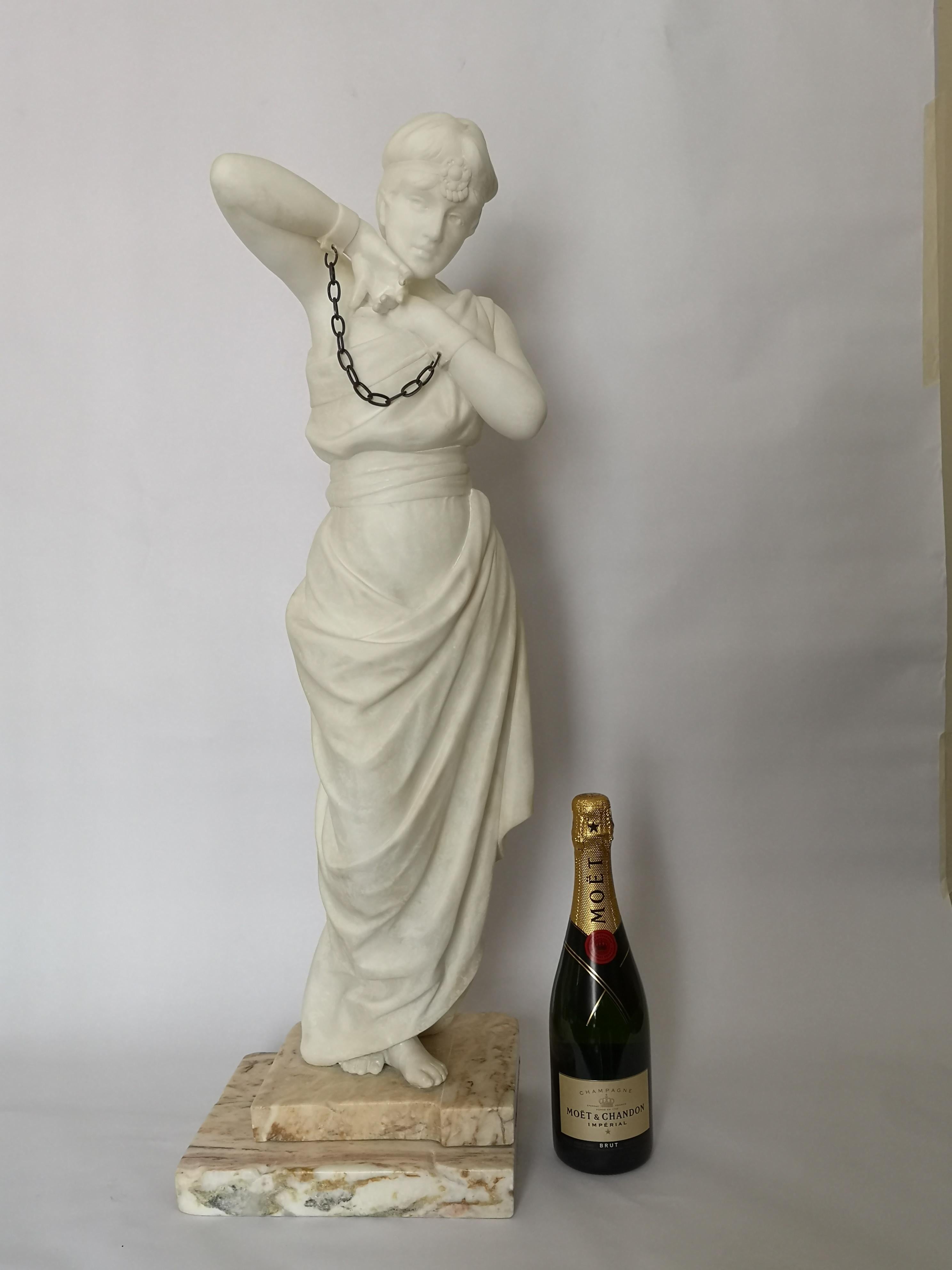 Large 19th Century Marble of a Slave Woman by Pugi For Sale 2
