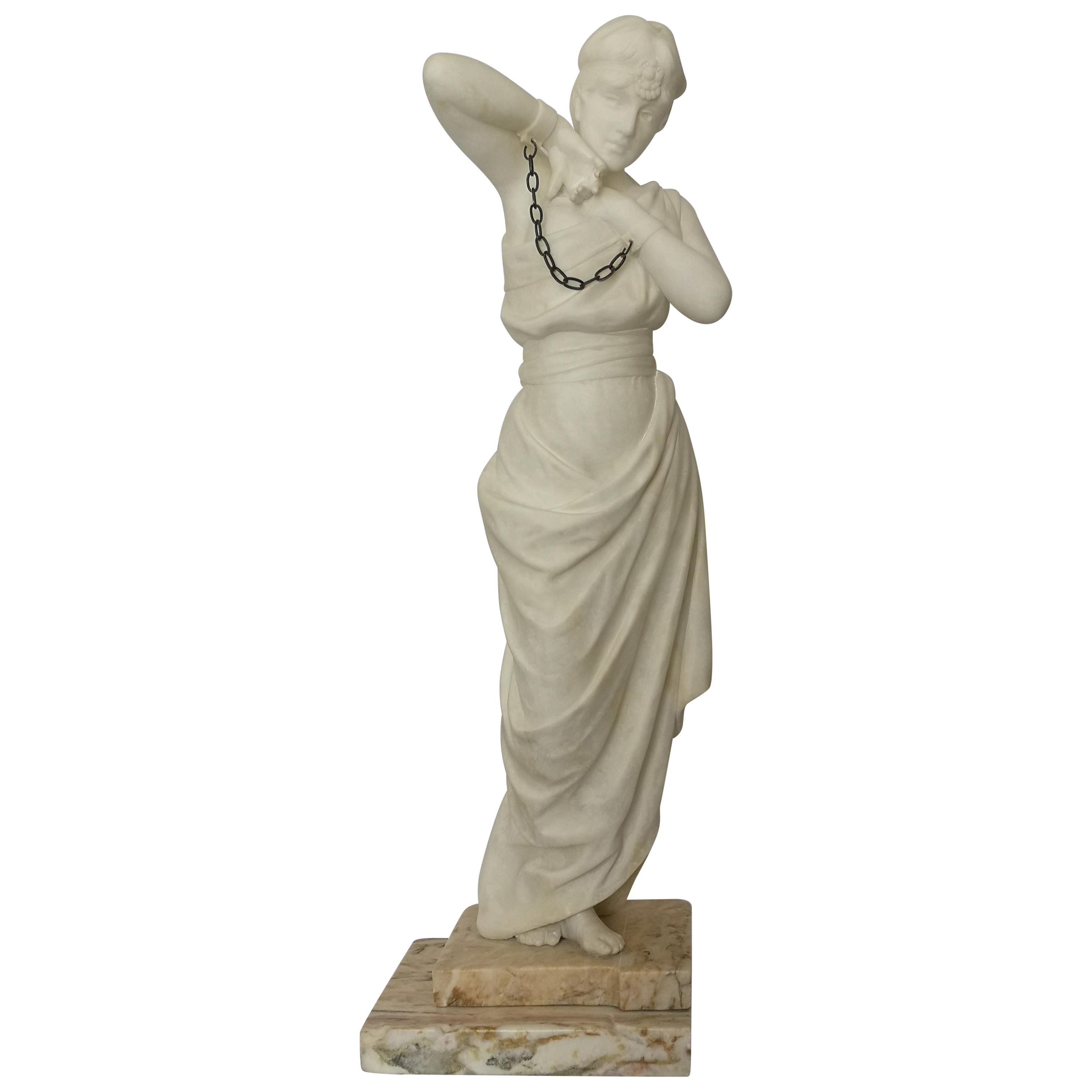 Large 19th Century Marble of a Slave Woman by Pugi For Sale