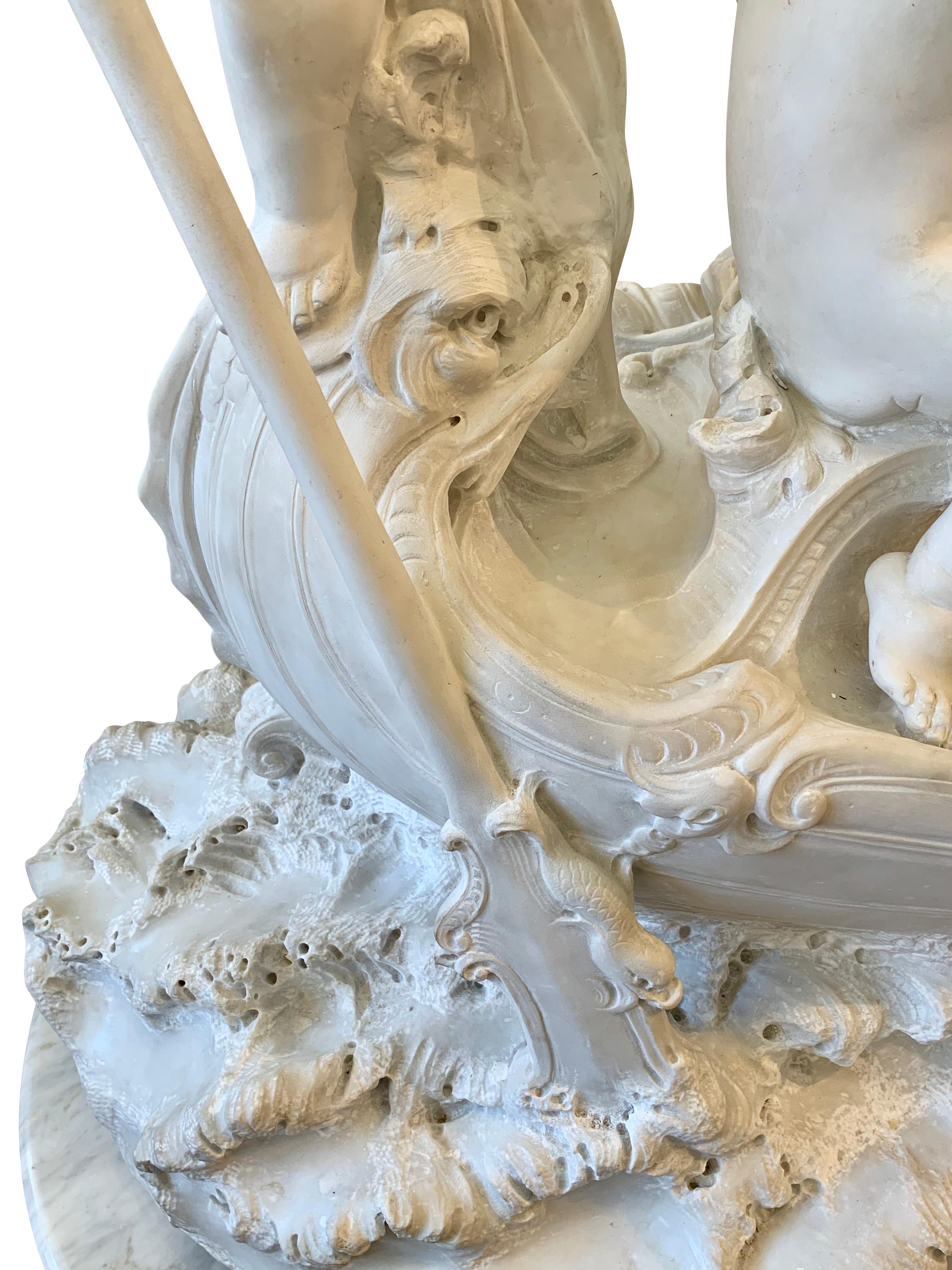 Grande sculpture en marbre du 19ème siècle, « Le bateau d'amour » en vente 12