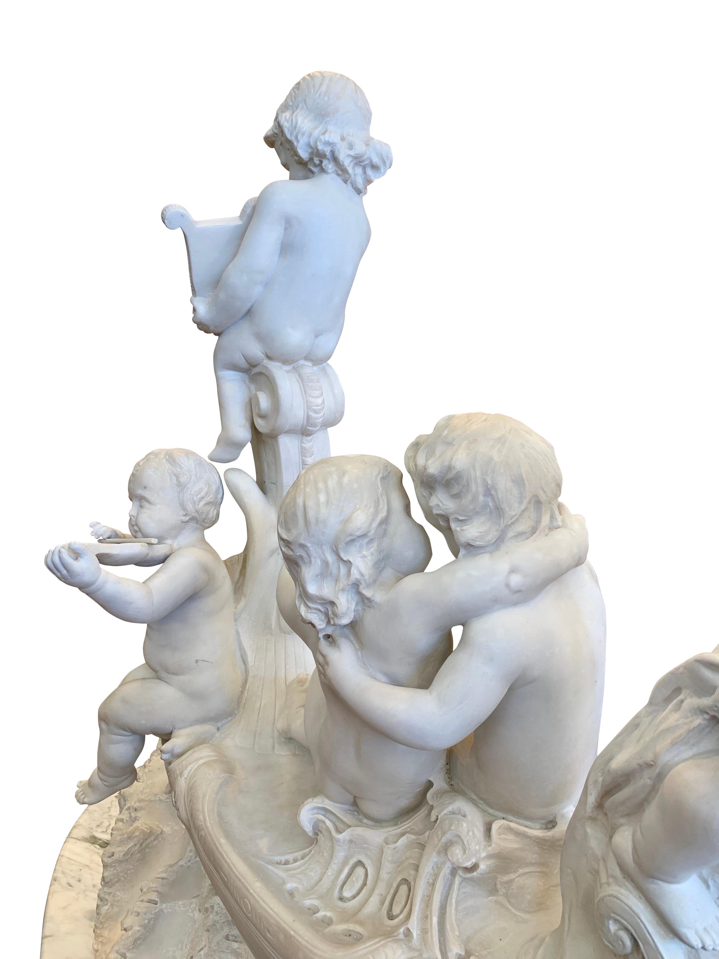 Marble Large 19th century marble sculpture, 'The Love Boat' For Sale