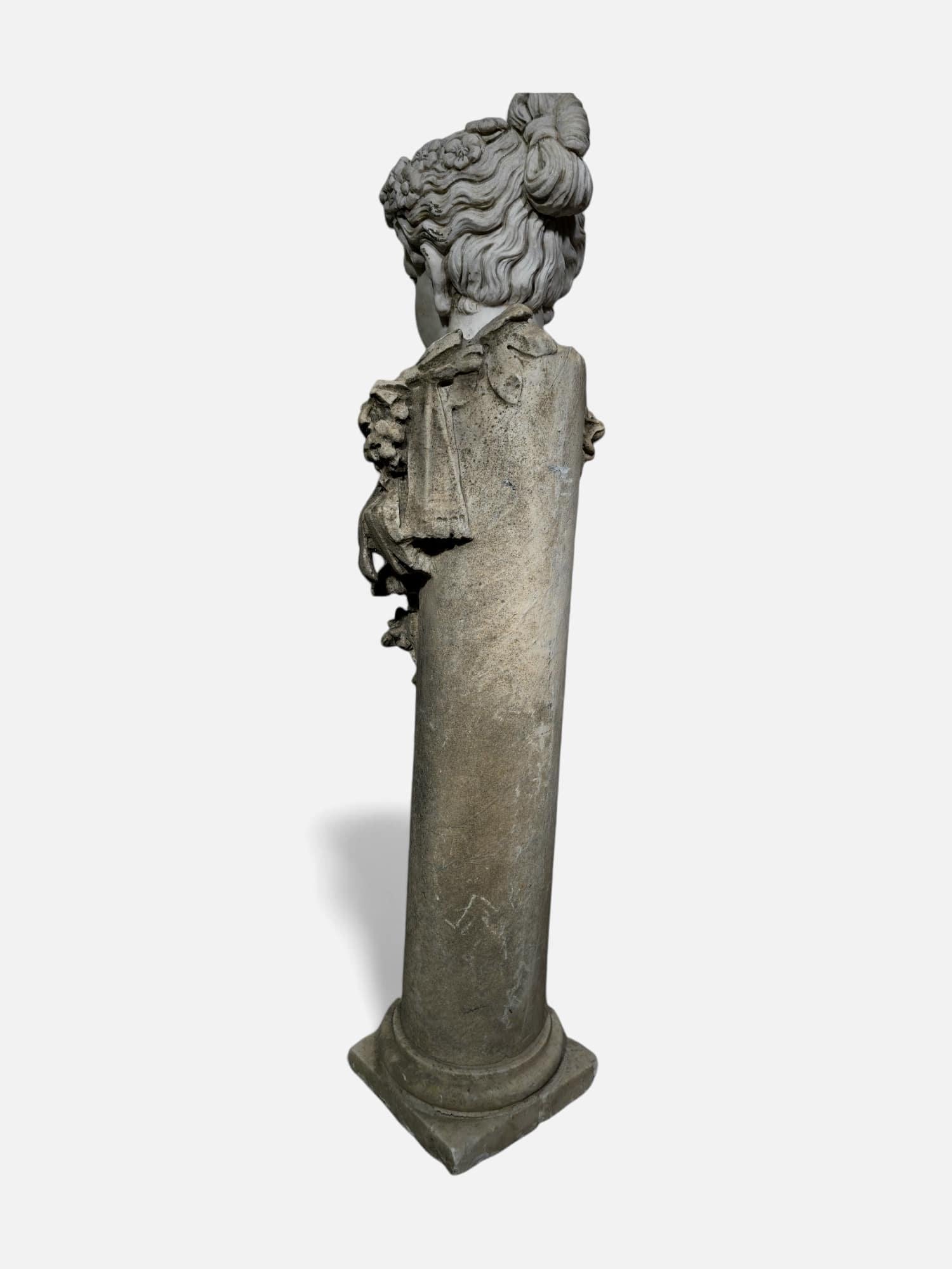 GRANDE STATUA IN MARMO DEL XIX SECOLO - 120 cm in vendita 5