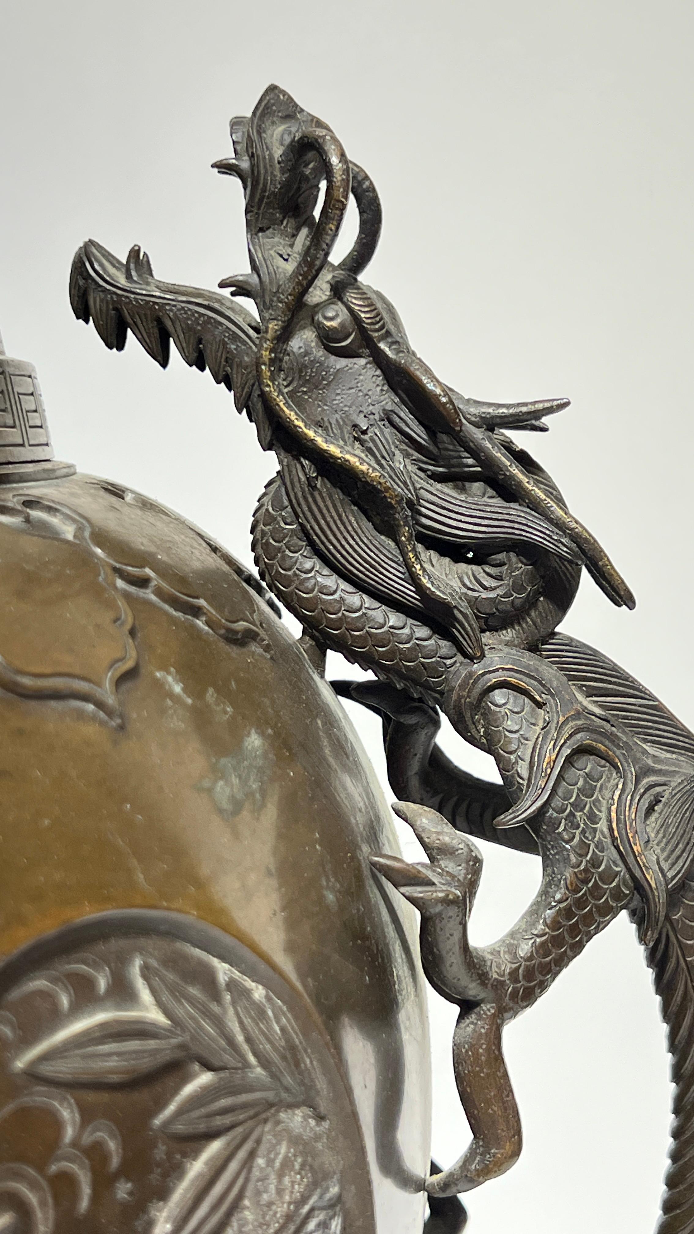 Large 19th Century Meiji Japanese Bronze Censer 6