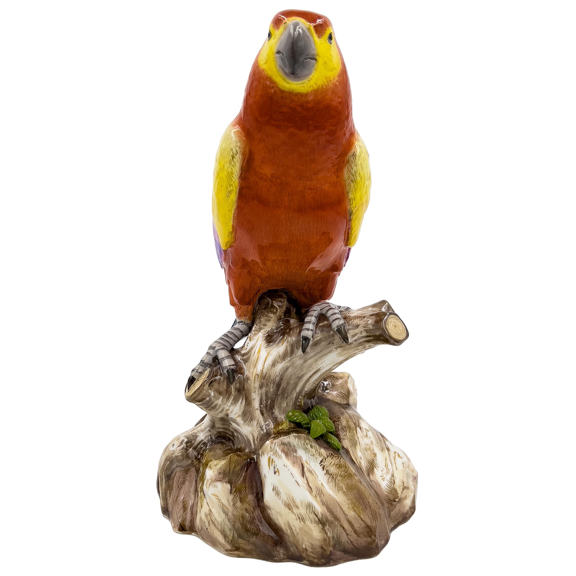 Large 19th Century Meissen Figure of a Multi-Coloured Parrot  In Good Condition For Sale In London, GB