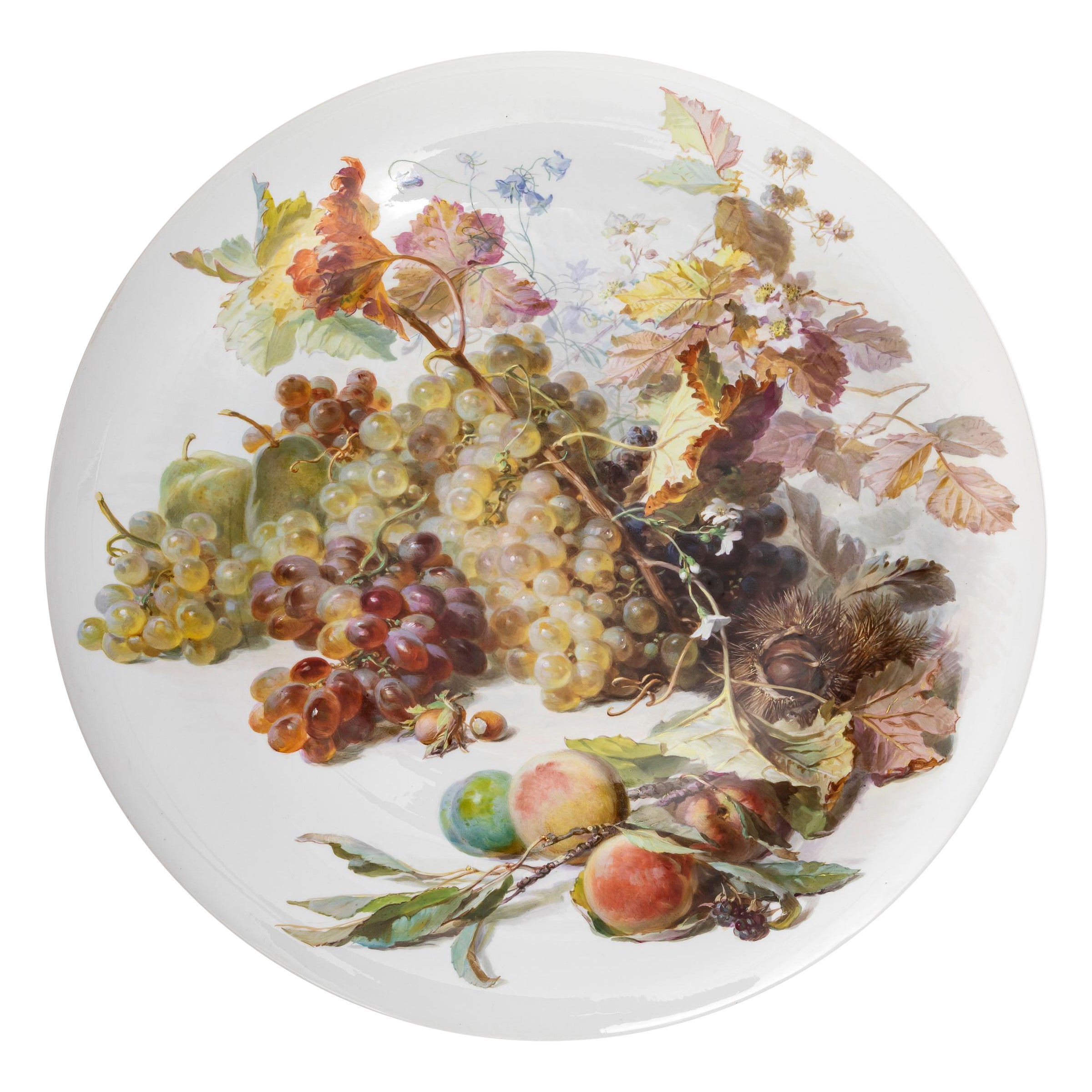 Large 19th Century Meissen Porcelain Still Life Decorated Charger J.E Braunsdorf