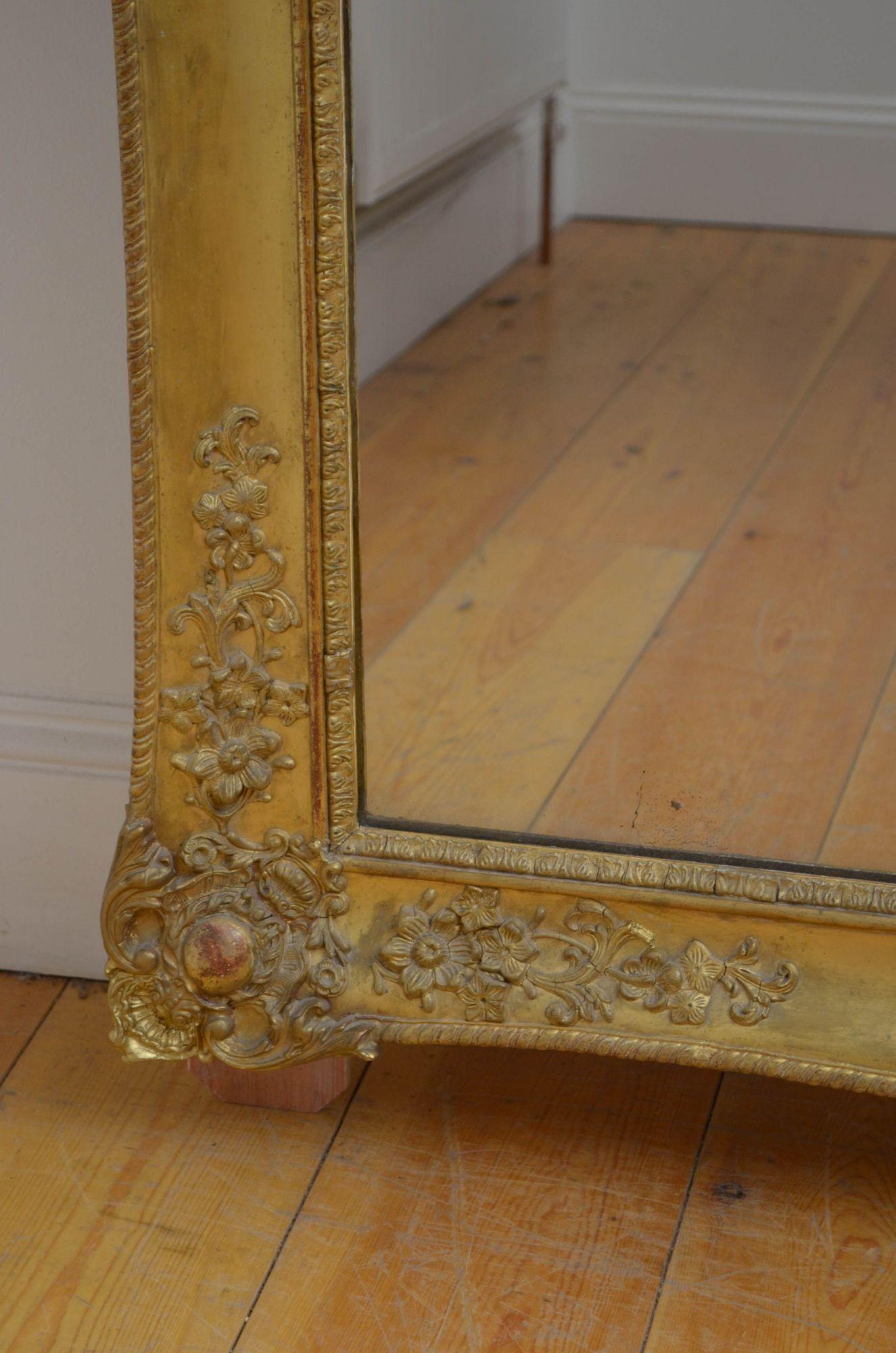 Gold Leaf Large 19th Century Mirror For Sale