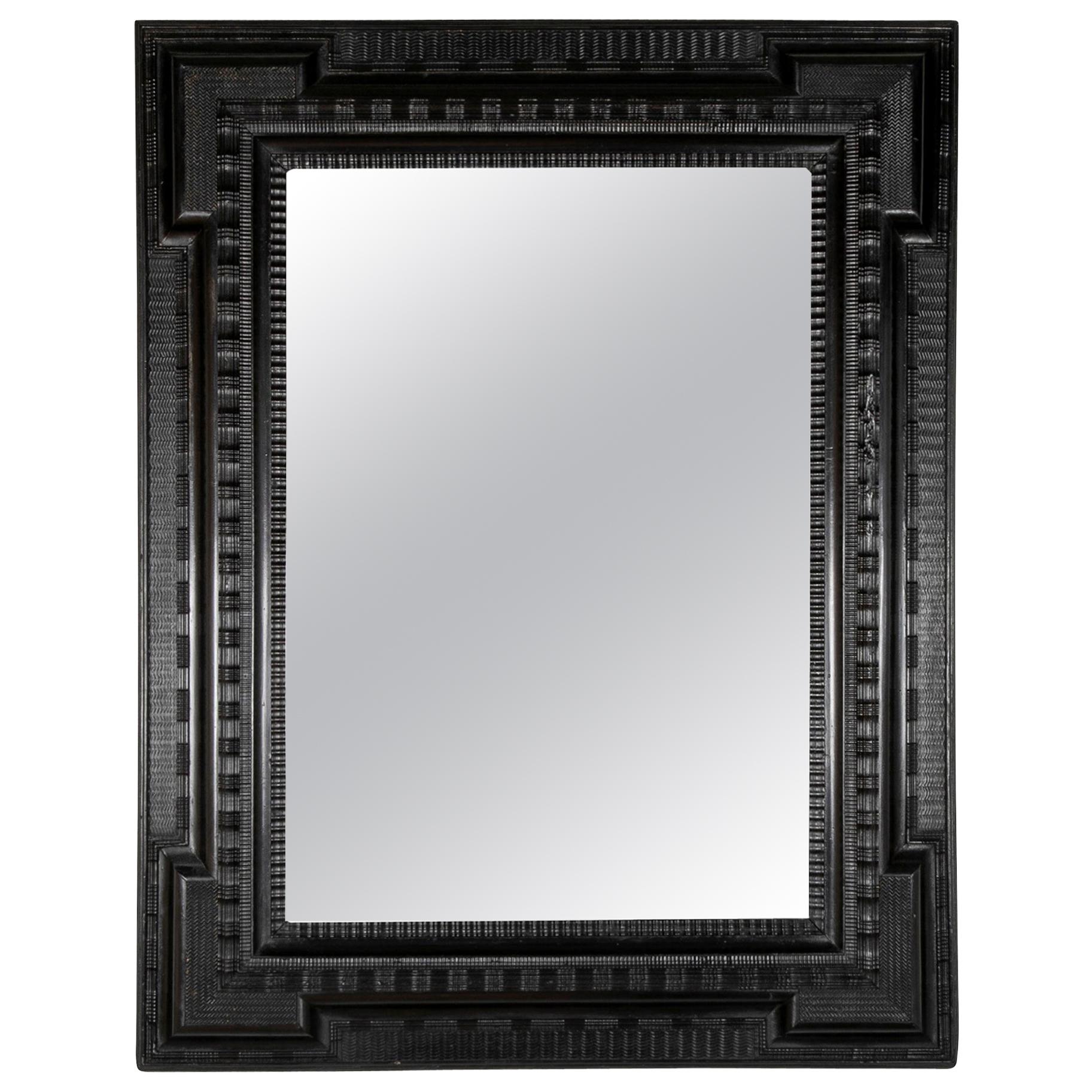 Large 19th Century Mirror with Ebonized Frame in the Dutch Style