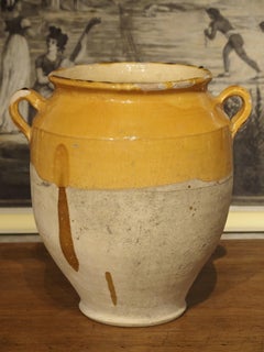 Large 19th Century Mustard Yellow French Confit Pot