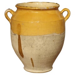 Antique Large 19th Century Mustard Yellow French Confit Pot
