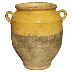 Large 19th Century Mustard Yellow French Confit Pot