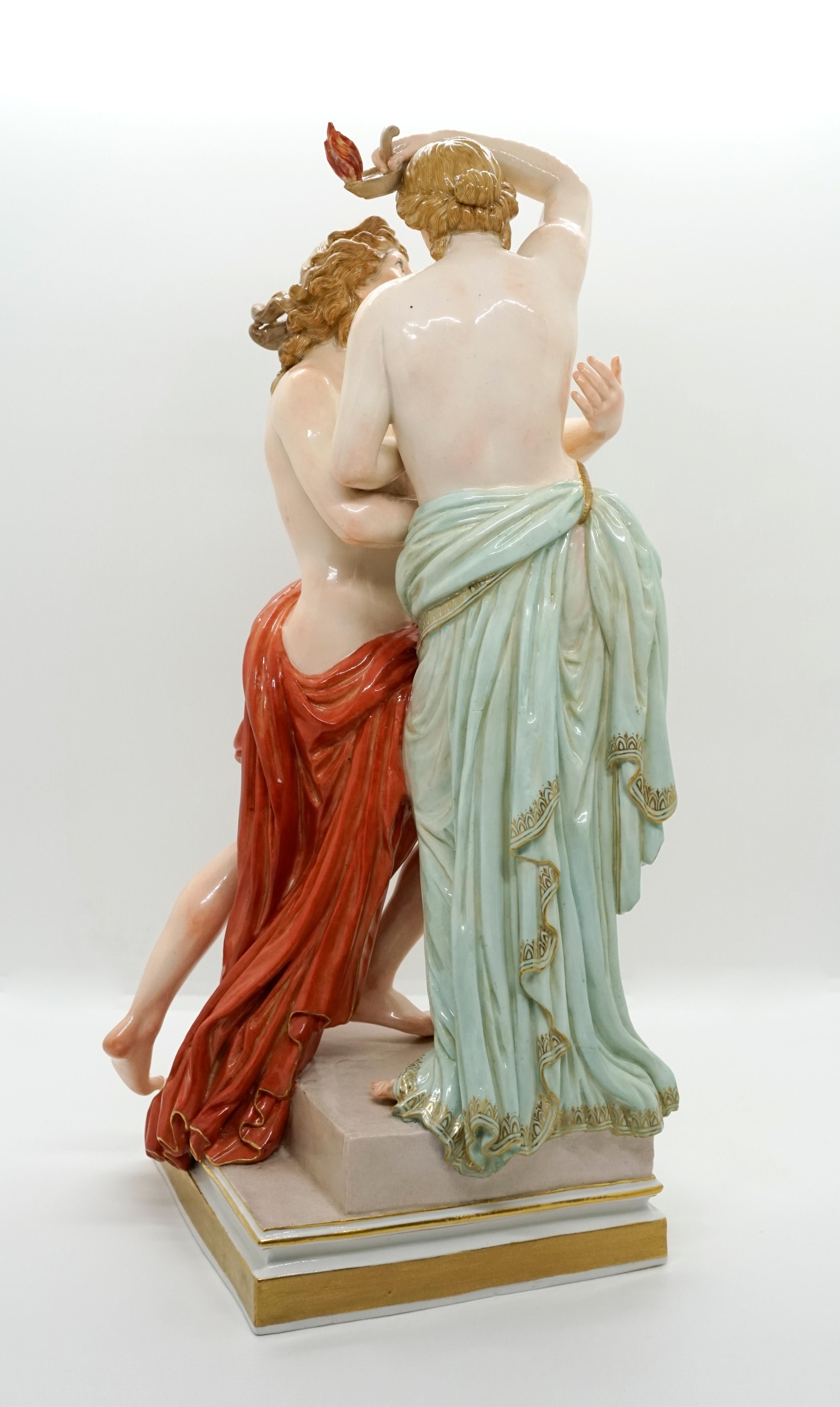 Classical Greek Large 19th Century Mythological Meissen Group 'Hero and Leander' by Juechtzer