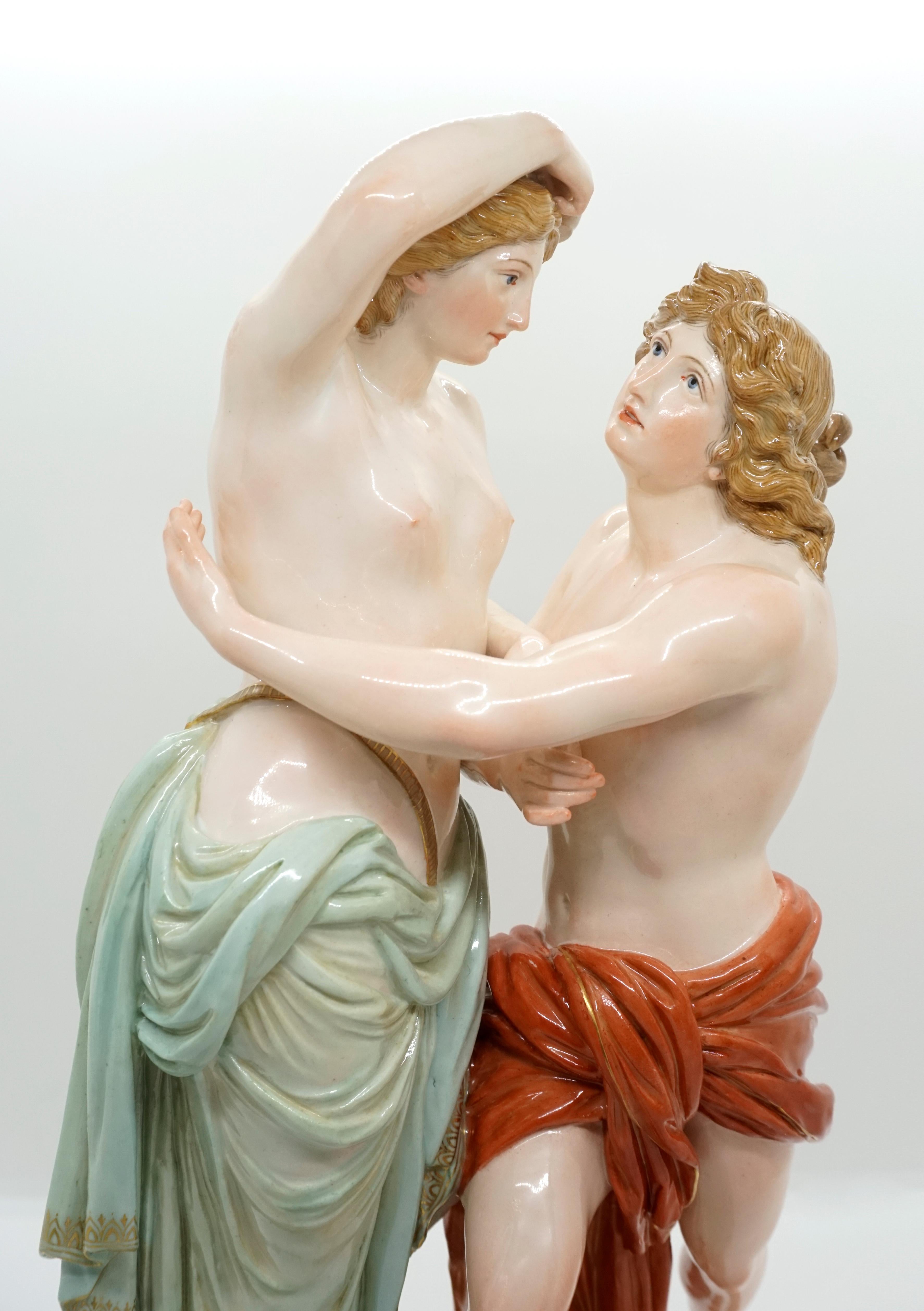 German Large 19th Century Mythological Meissen Group 'Hero and Leander' by Juechtzer