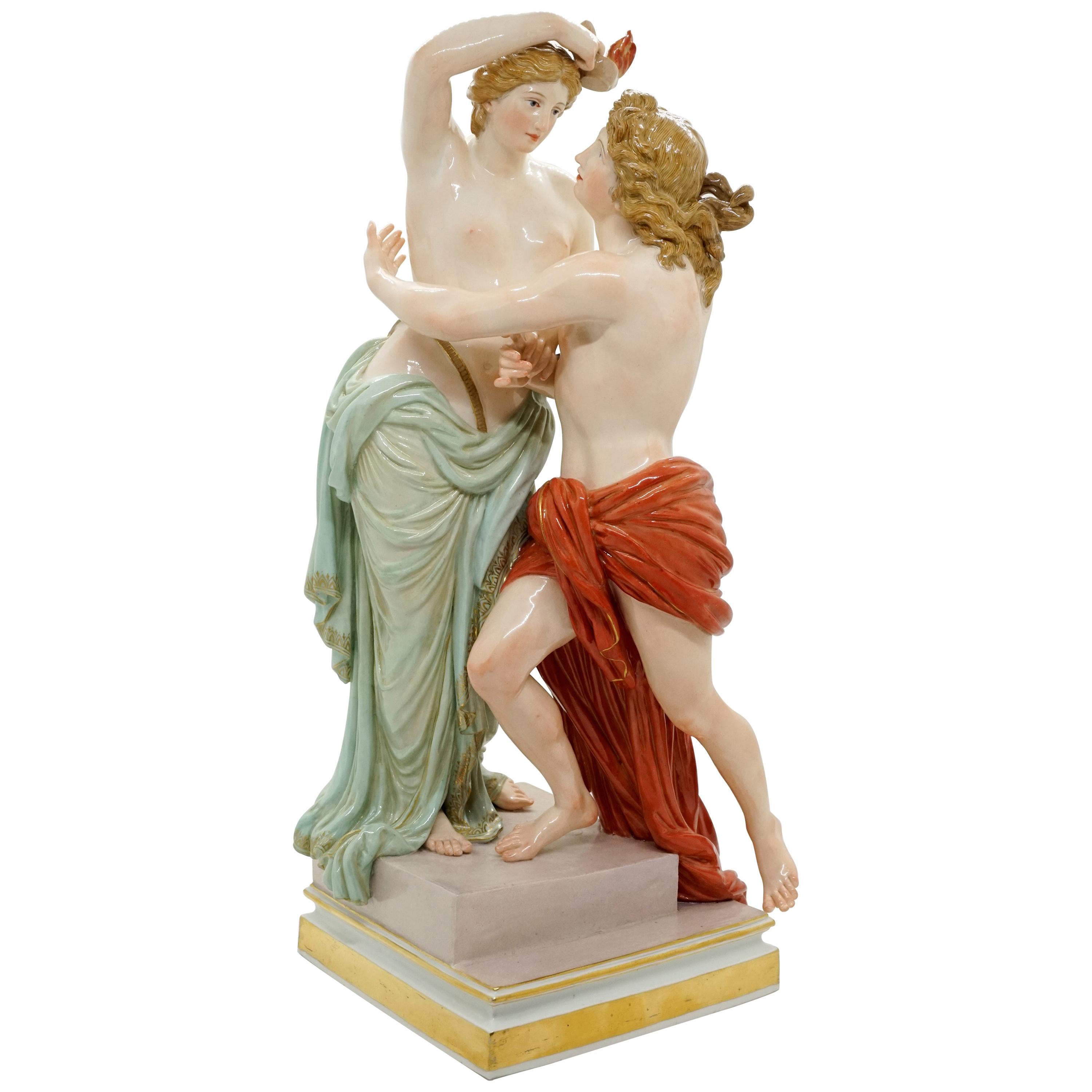 Large 19th Century Mythological Meissen Group 'Hero and Leander' by Juechtzer