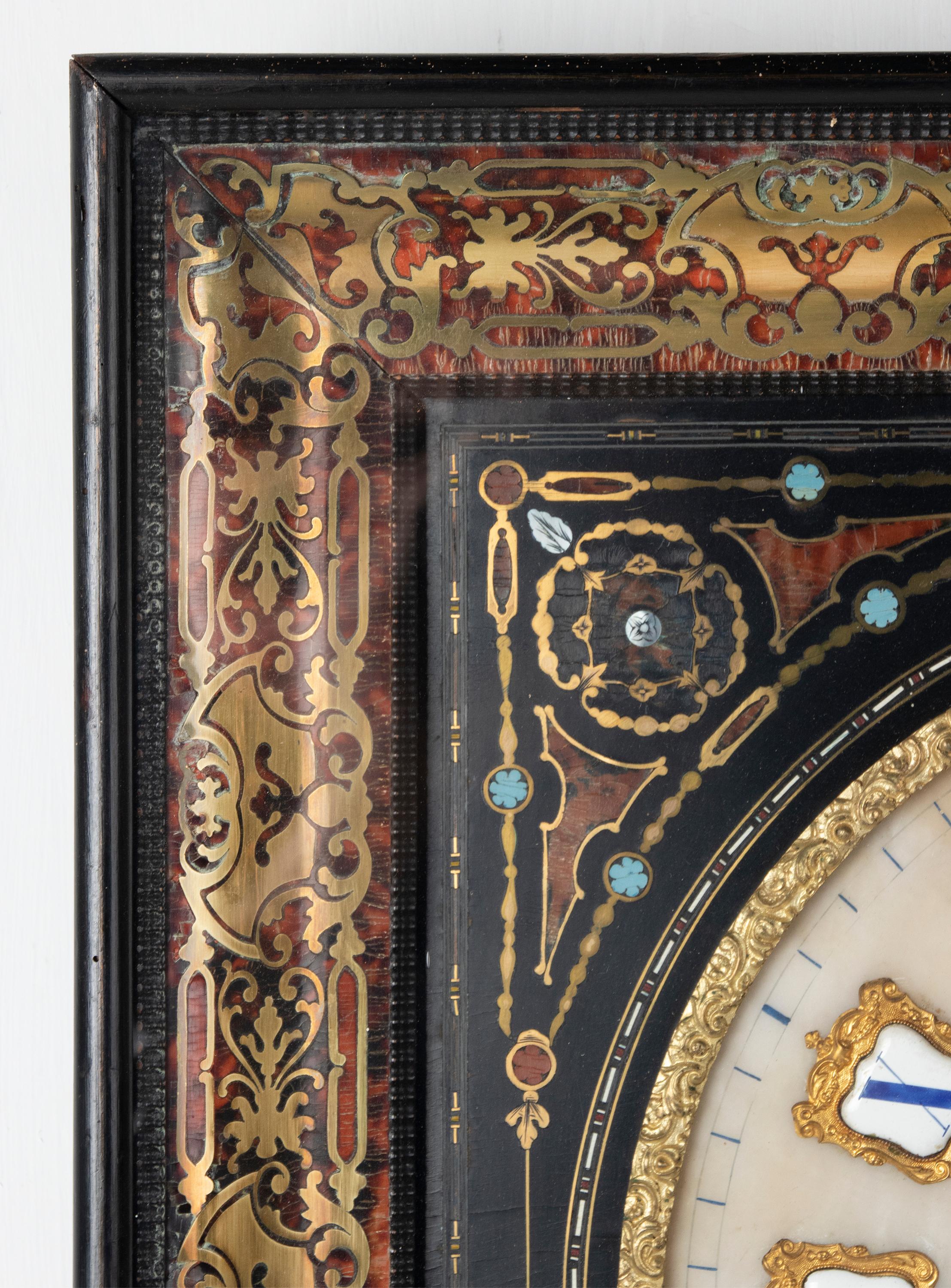 Large 19th Century Napoleon III Boulle Marquetry Wall Clock 9