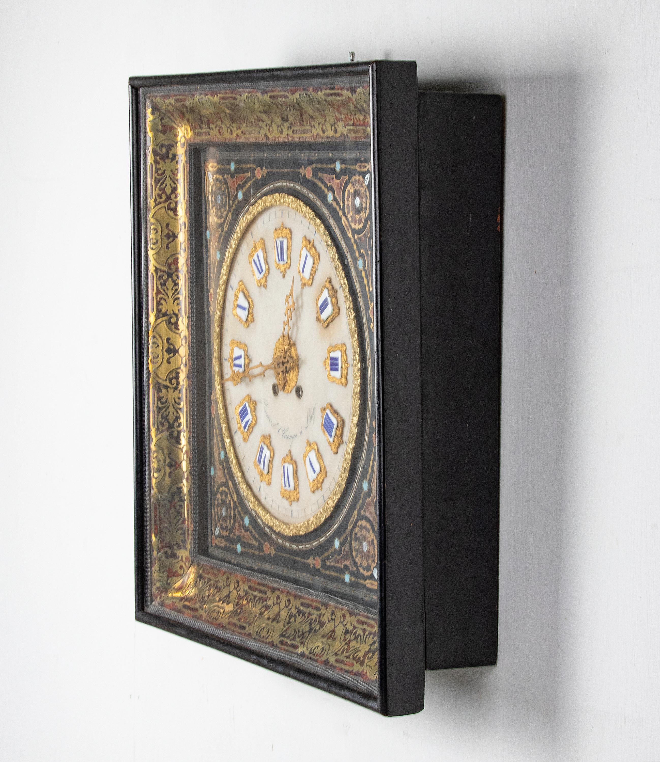 Large 19th Century Napoleon III Boulle Marquetry Wall Clock 12