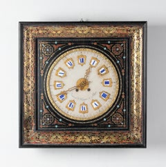 Grande horloge murale Napoléon III du 19ème siècle en marqueterie Boulle