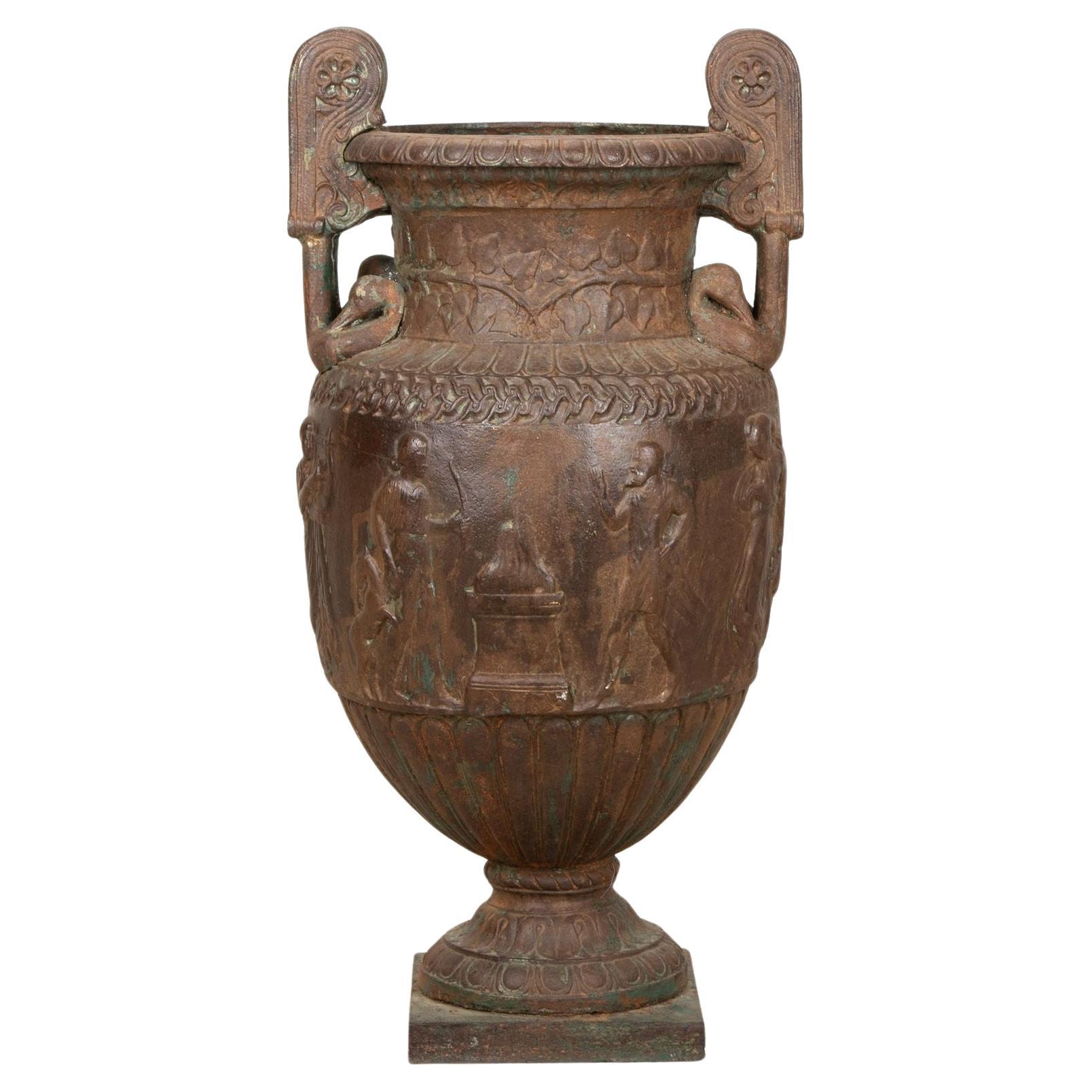 Large 19th Century Neo-Classical Cast Iron Urn For Sale