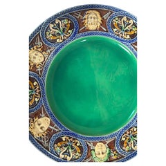 Large 19th Century Neo-Renaissance Majolica Palissy Plate signed Minton.