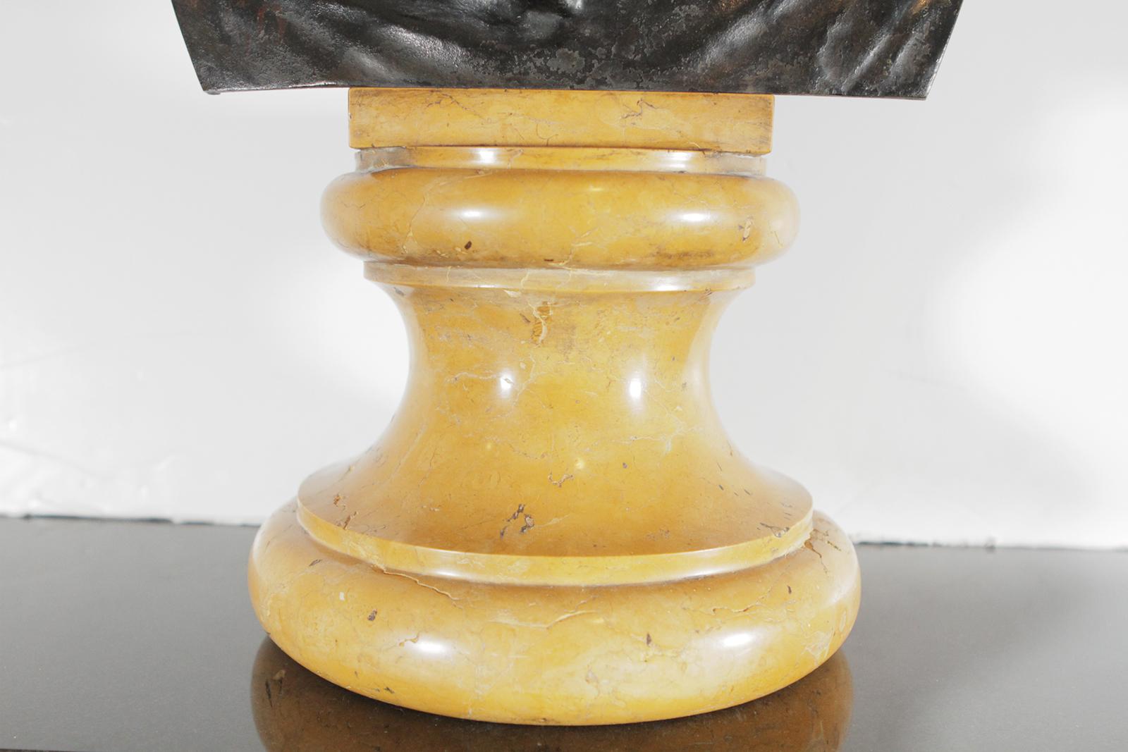 European Large 19th Century Neoclassical Roman Bronze Bust of Saturn on Marble Base