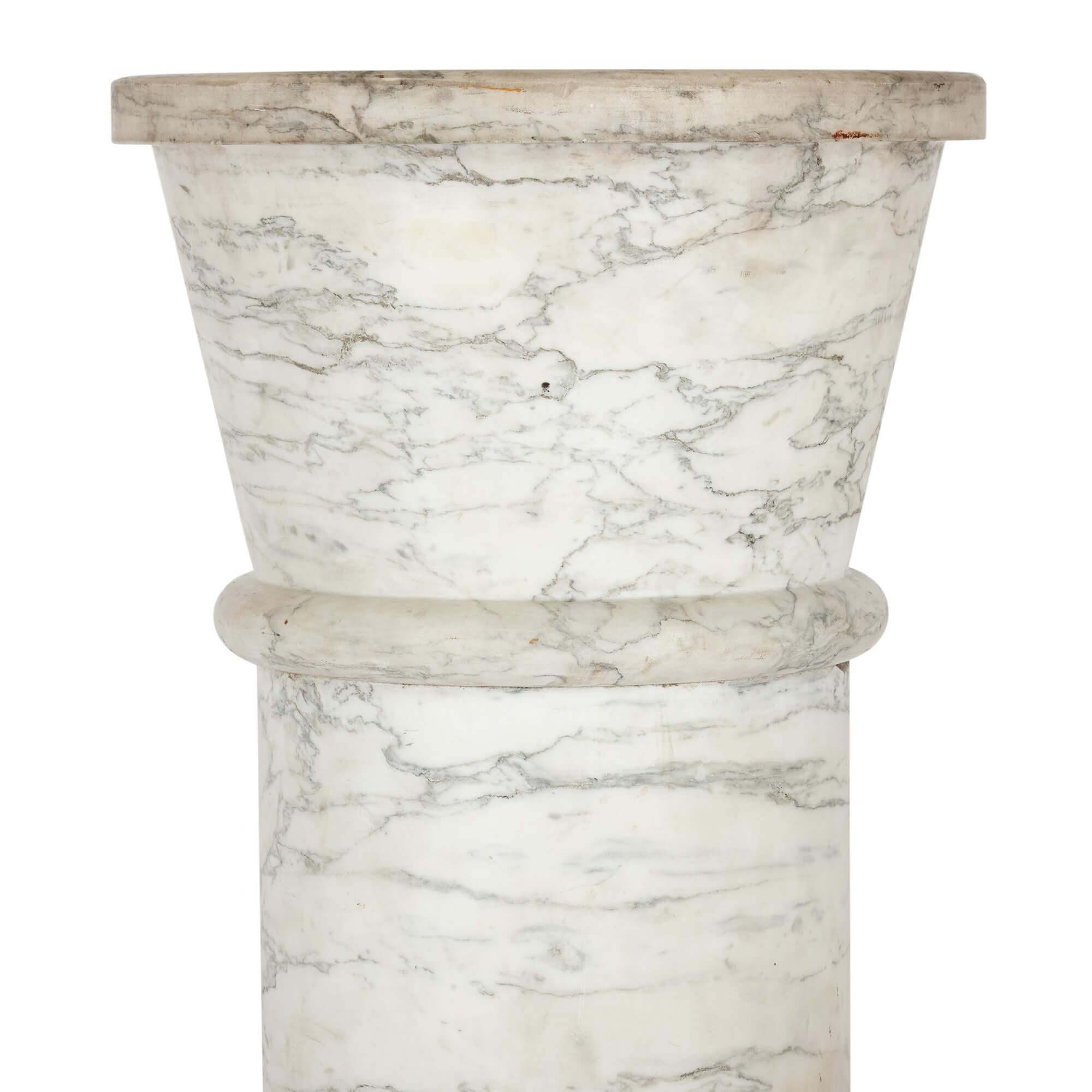 European Large 19th Century Neoclassical Style White Marble Pedestal For Sale
