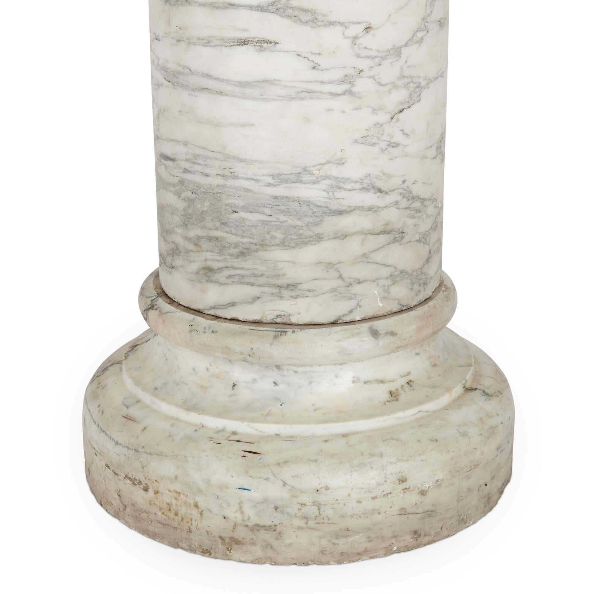 Large 19th Century Neoclassical Style White Marble Pedestal In Good Condition For Sale In London, GB