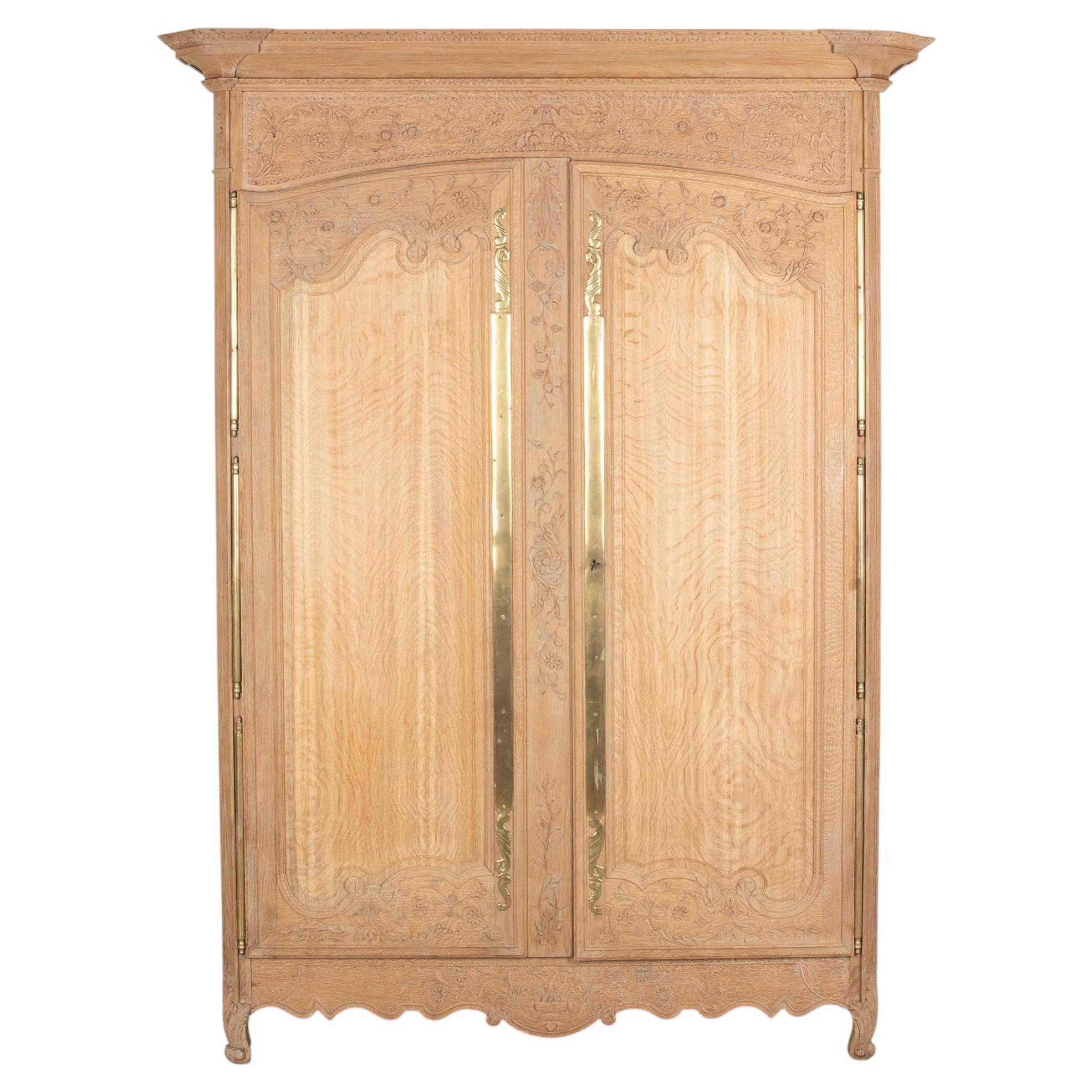 Large 19th Century Normandy Oak Marriage Armoire