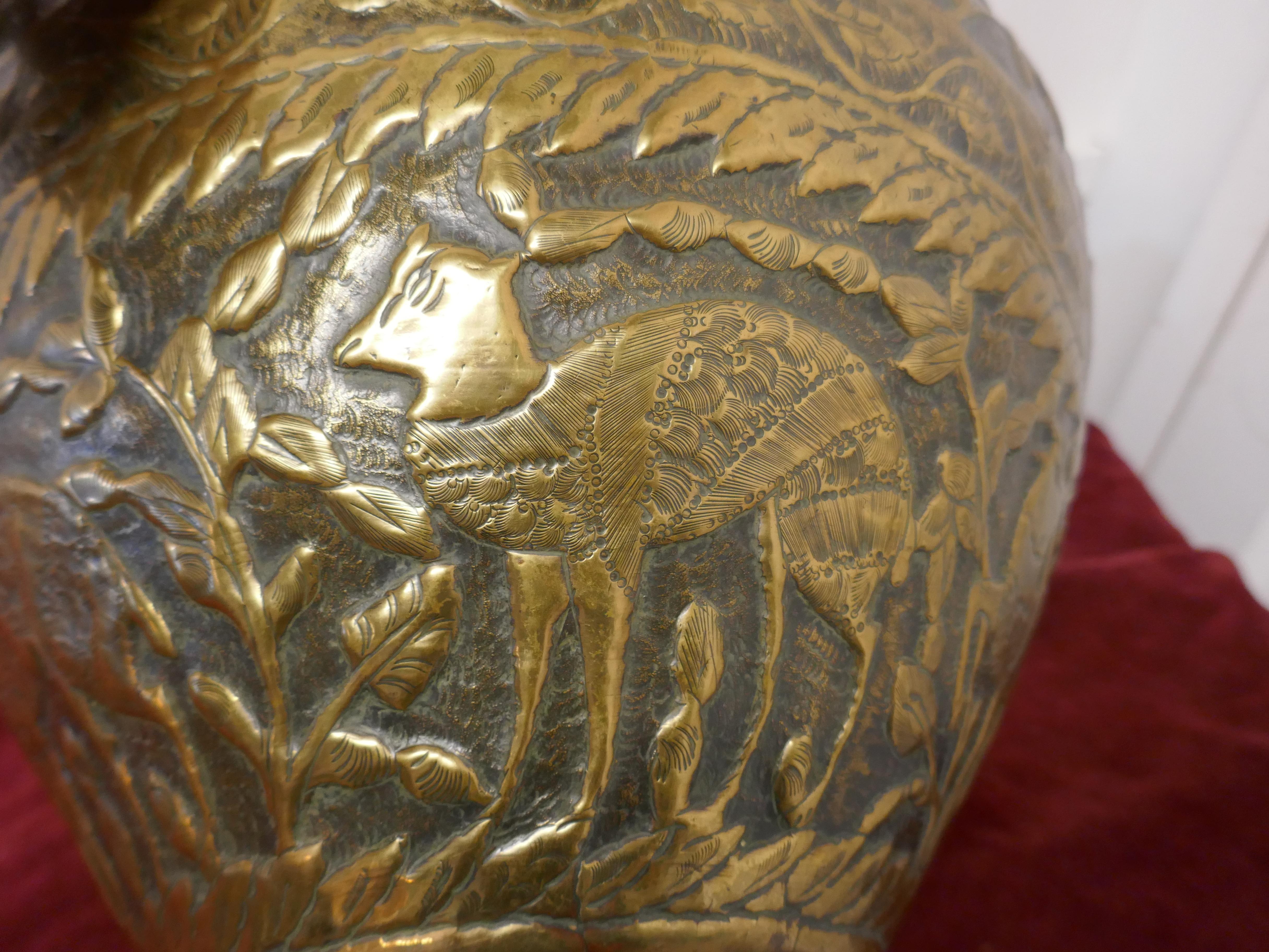 Large 19th Century North African Brass Jardinière Pot 2