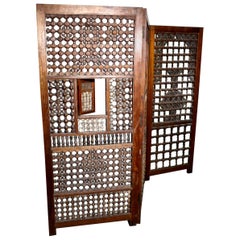 Large 19th Century North African Folk Art Three Fold Screen