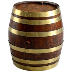 Antique Large 19th Century Oak and Brass Coopered Novelty Rum Barrel