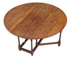 Large 19th Century Oak Gate Leg Drop-Leaf Dining Table