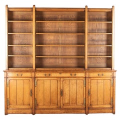 Large 19th Century Oak Gothic Revival Library Bookcase