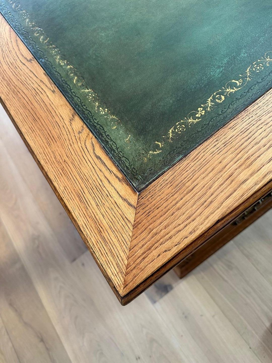 Large 19th Century oak partner desk 4