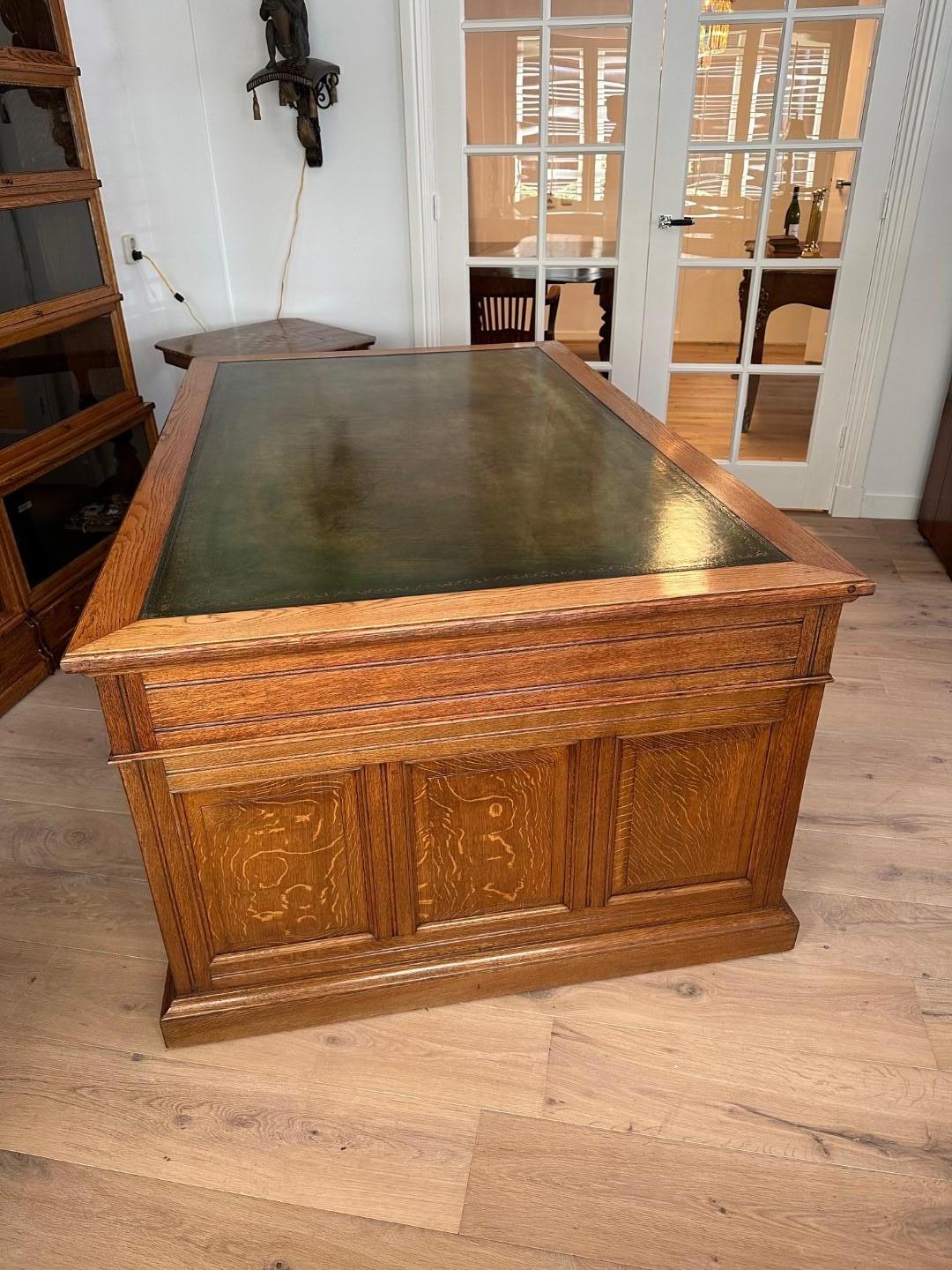 Late Victorian Large 19th Century oak partner desk