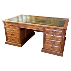 Large 19th Century oak partner desk