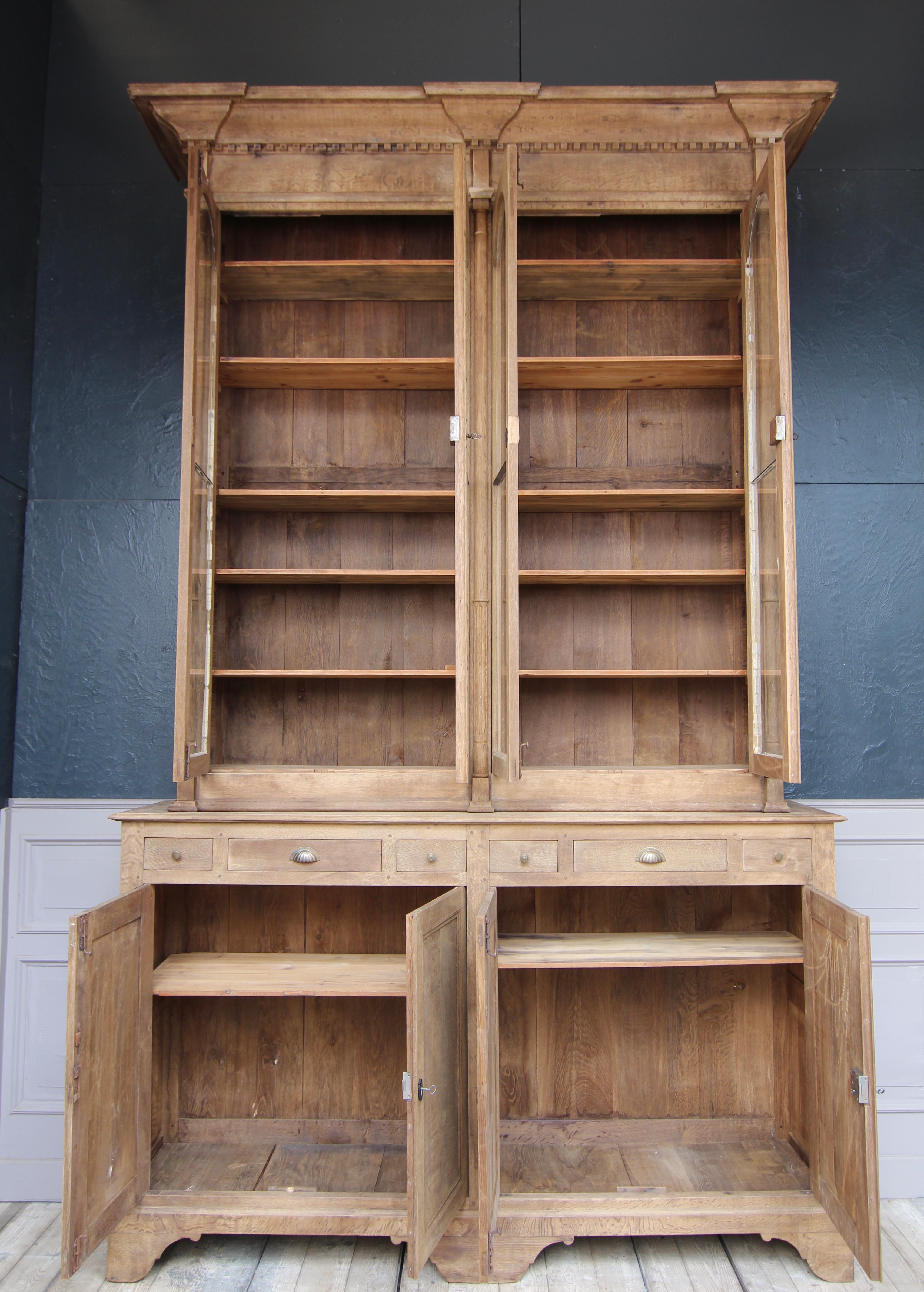 Large 19th Century Oak Vitrine Cabinet or Bookcase 14