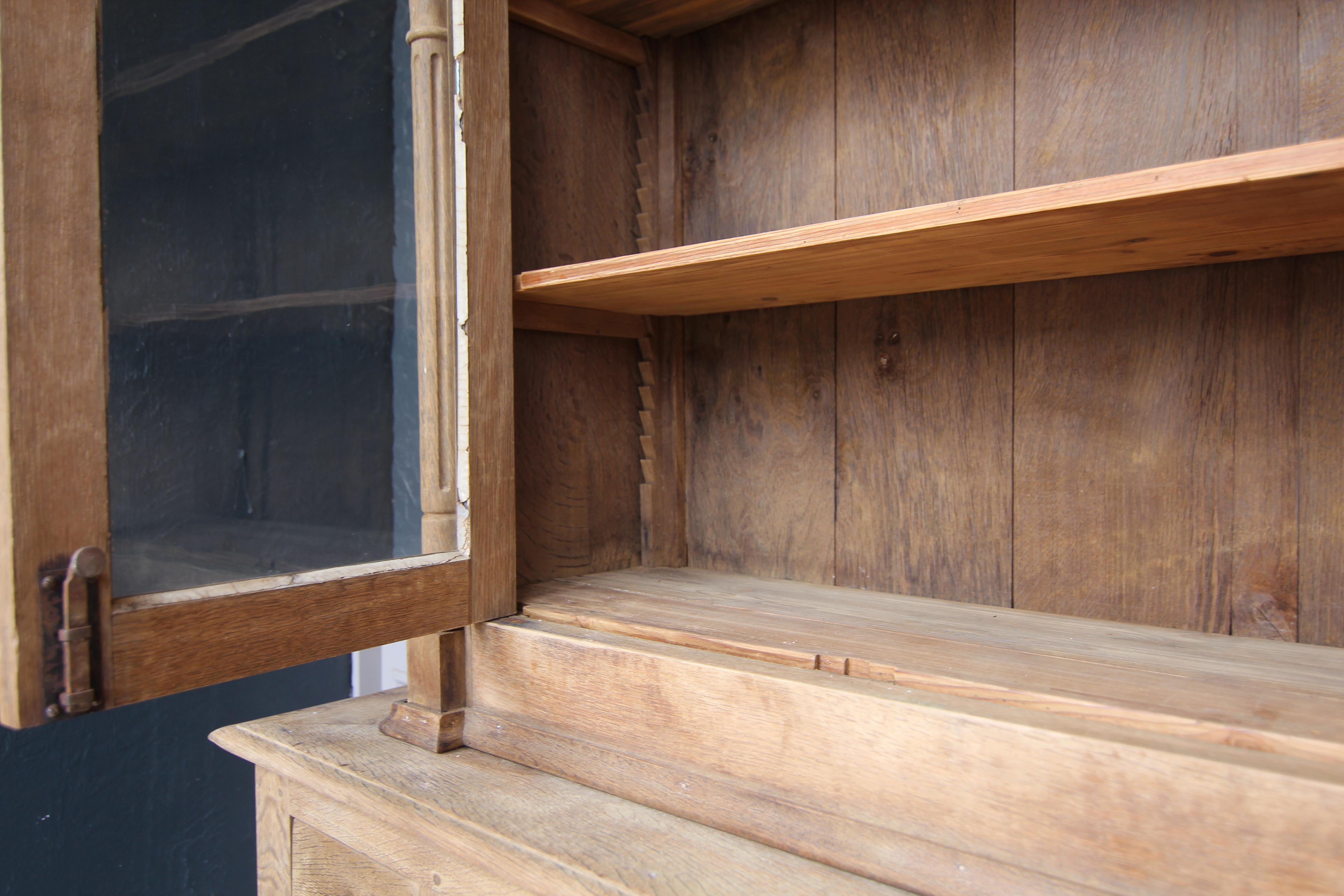 Large 19th Century Oak Vitrine Cabinet or Bookcase 16