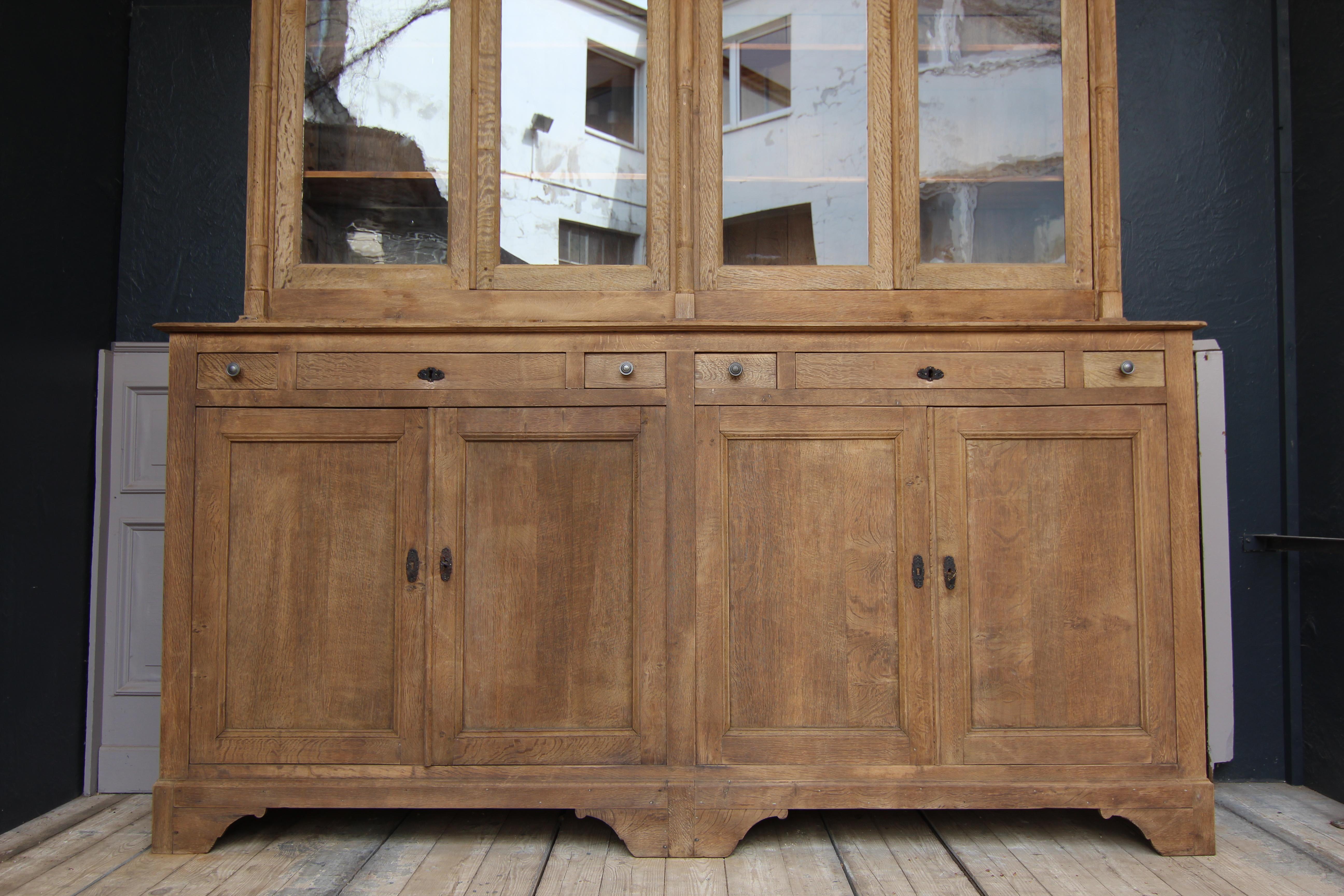 Large 19th Century Oak Vitrine Cabinet or Bookcase 1