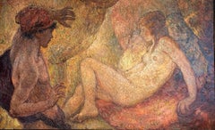 Large 19th Century Oil on Canvas Depicting Orpheus and Eurydice