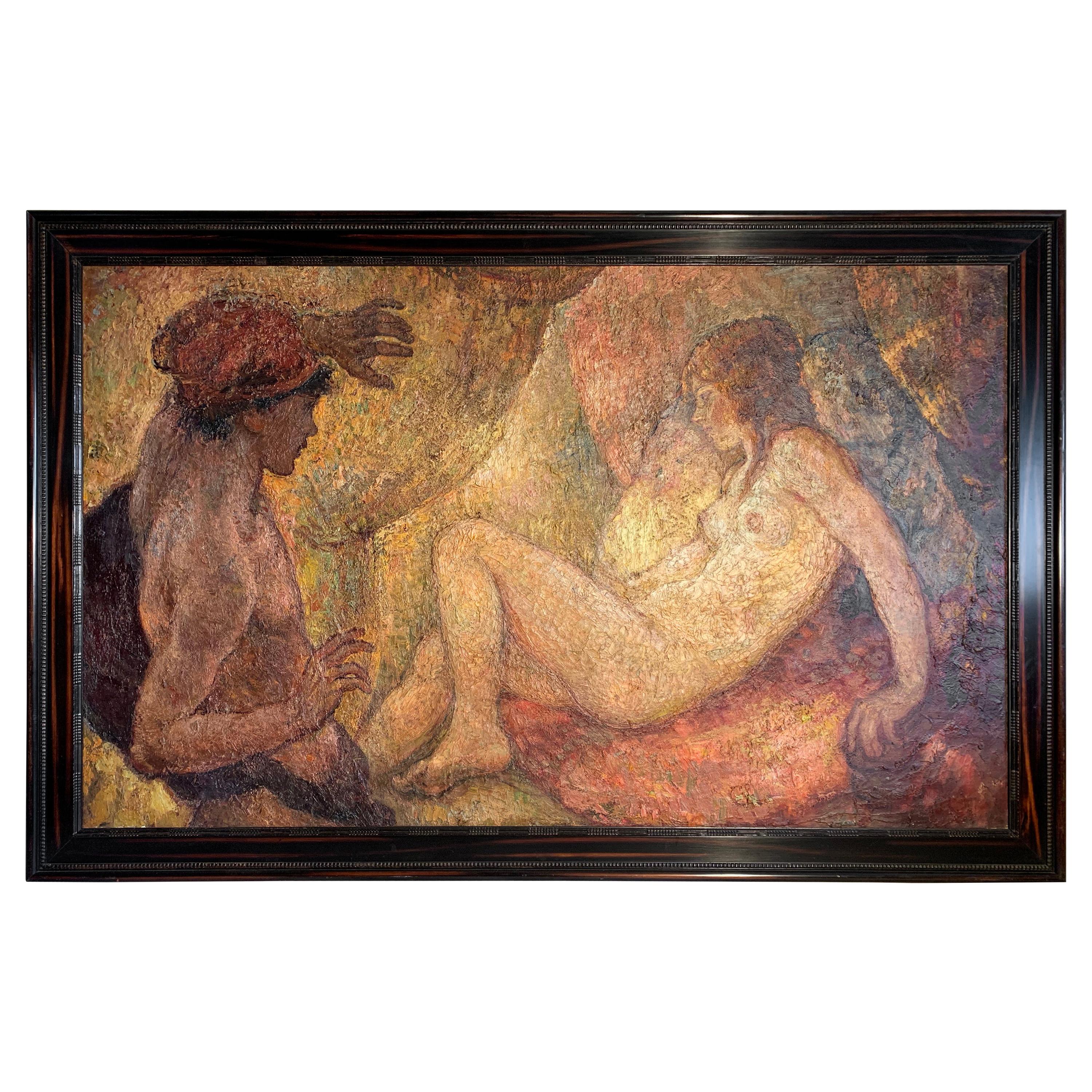 Large 19th Century Oil on Canvas Depicting Orpheus and Eurydice For Sale