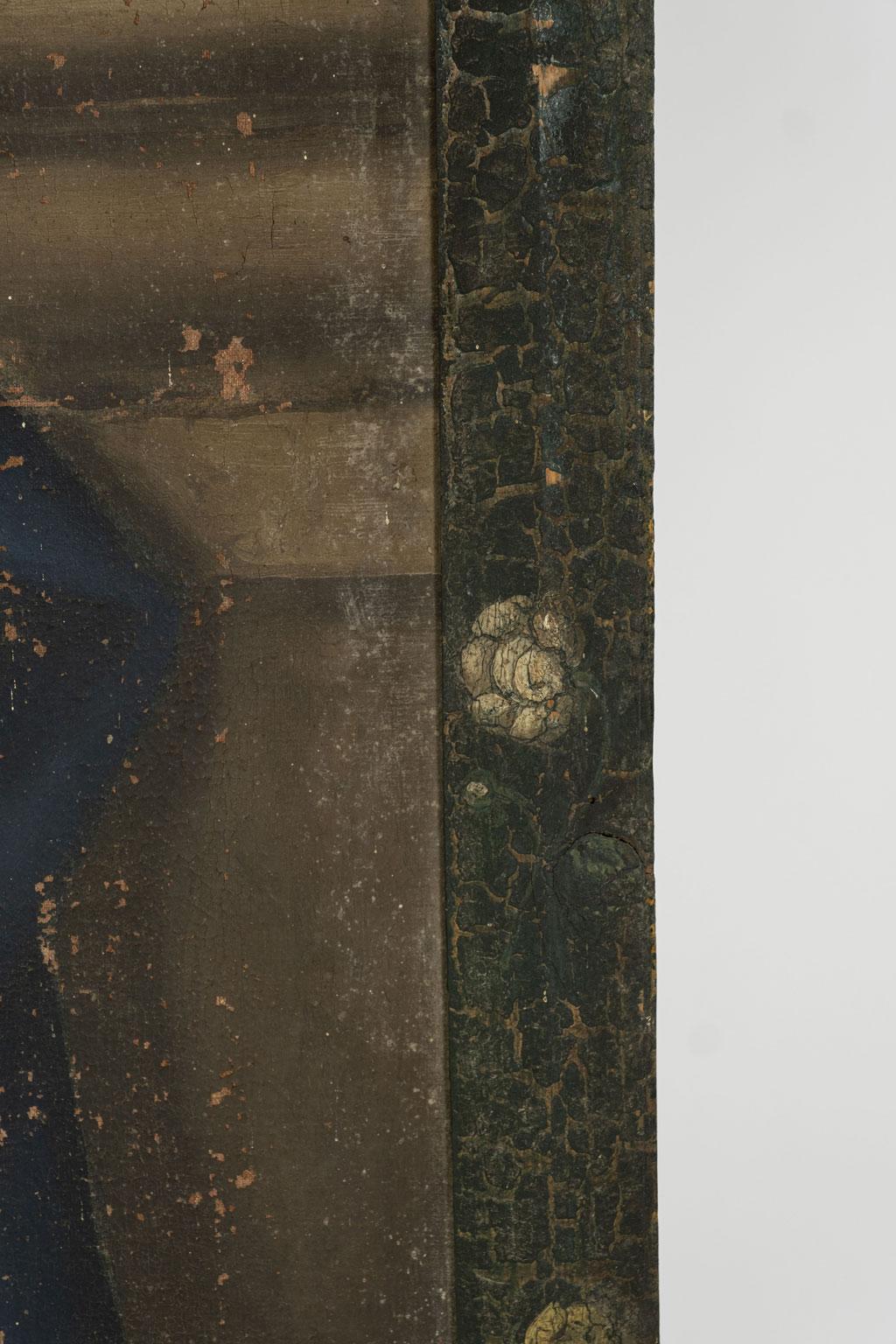 Lacquered Large 19th Century Oil-on-Canvas